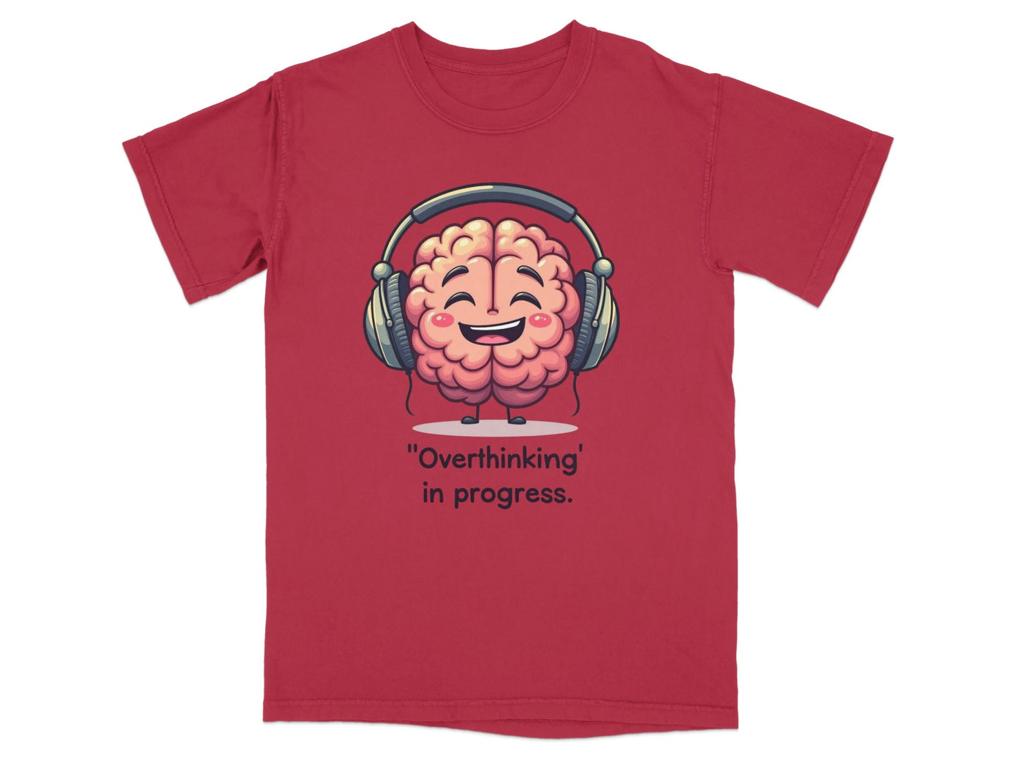 Overthinking in Progress Brain with Headphones Graphic T-Shirt - IconVexa