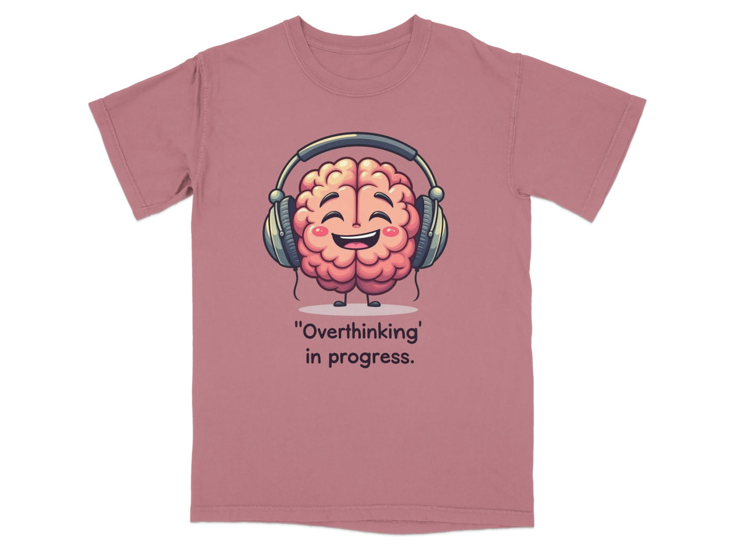 Overthinking in Progress Brain with Headphones Graphic T-Shirt - IconVexa