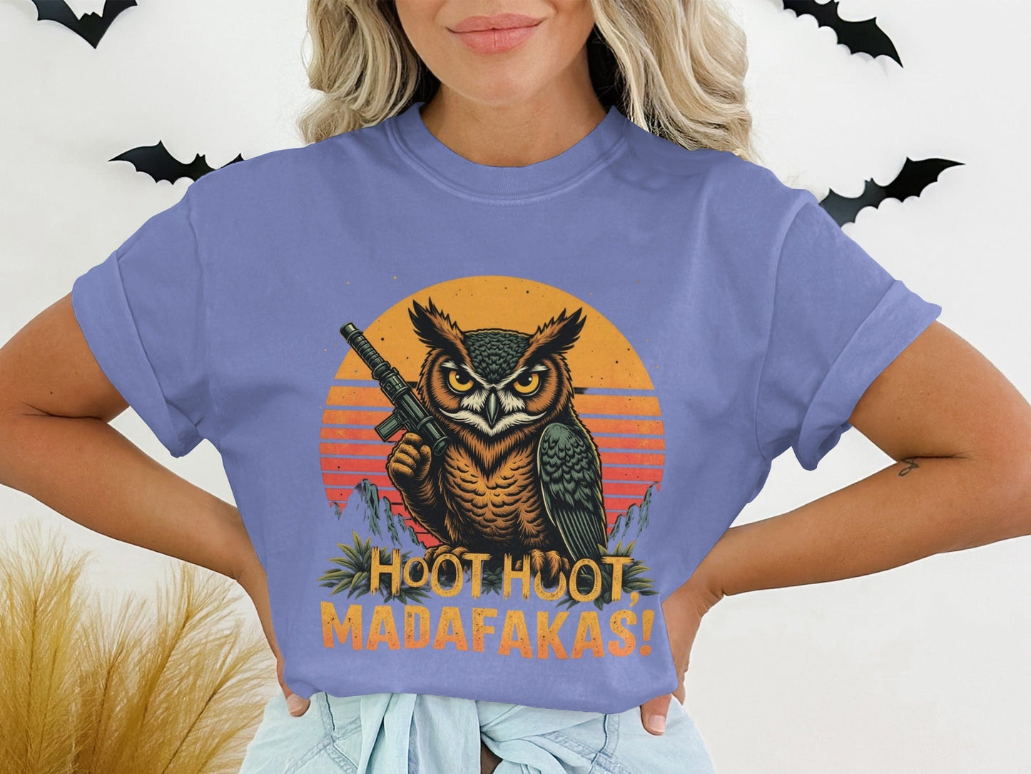 Owl T-Shirt, Hoot Hoot Madakafakas Tee, Funny Owl Shirt, Gun T-Shirt, Meme T-Shirt, Unique Owl Design Tee, Gift T-Shirt - IconVexa