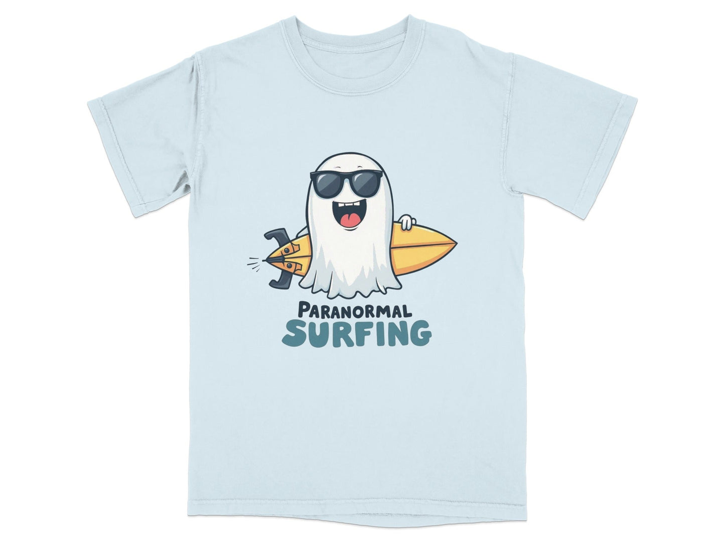 Paranormal Surfing Ghost Dude Novelty Graphic Tee Shirt - IconVexa