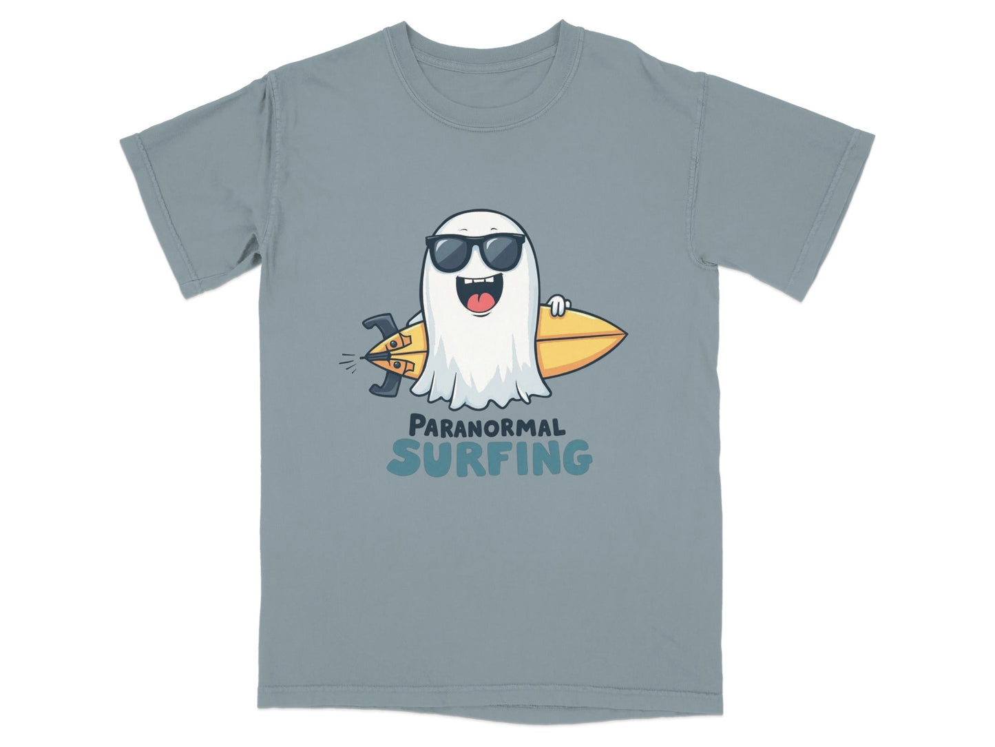 Paranormal Surfing Ghost Dude Novelty Graphic Tee Shirt - IconVexa