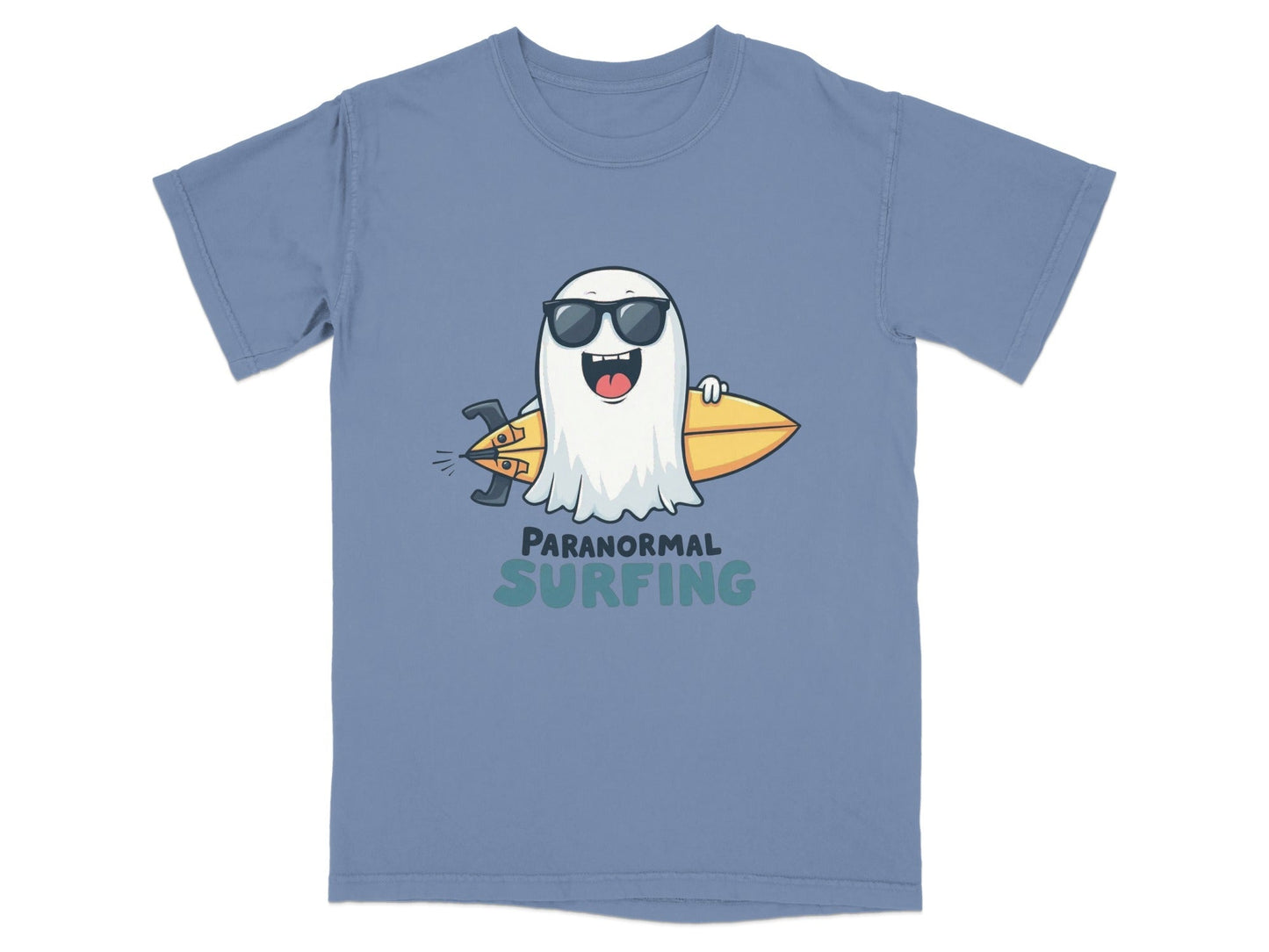 Paranormal Surfing Ghost Dude Novelty Graphic Tee Shirt - IconVexa