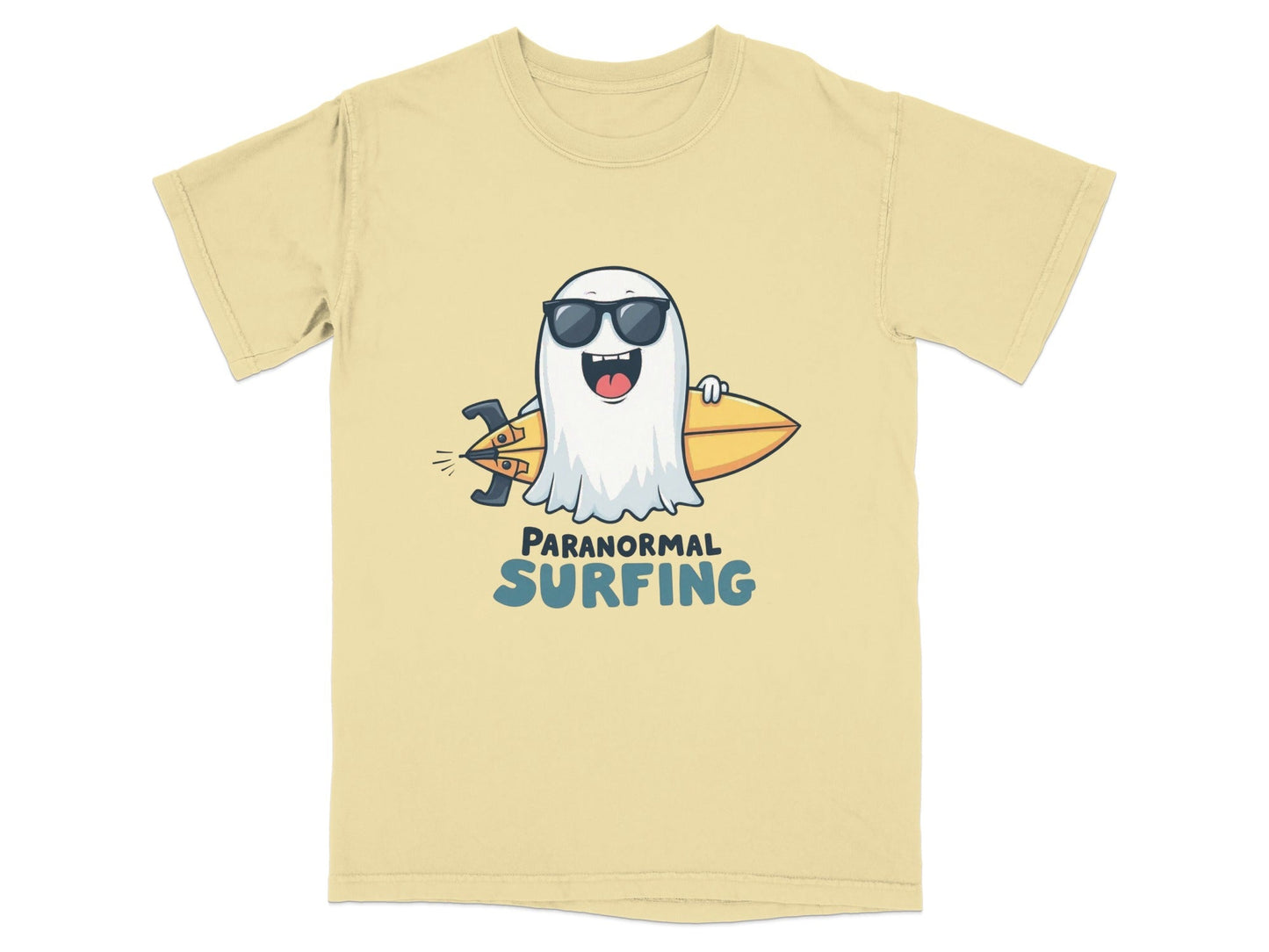 Paranormal Surfing Ghost Dude Novelty Graphic Tee Shirt - IconVexa