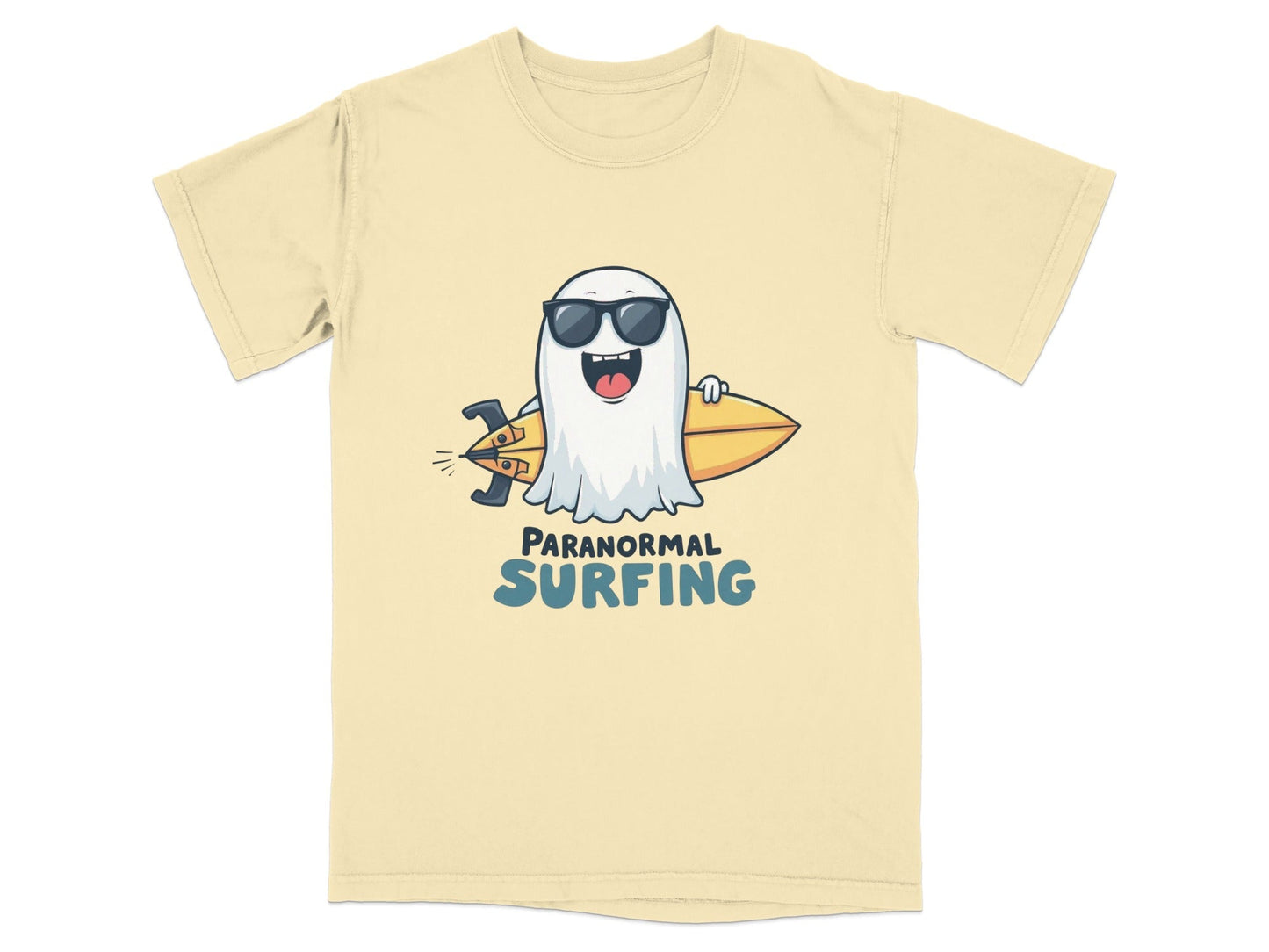 Paranormal Surfing Ghost Dude Novelty Graphic Tee Shirt - IconVexa