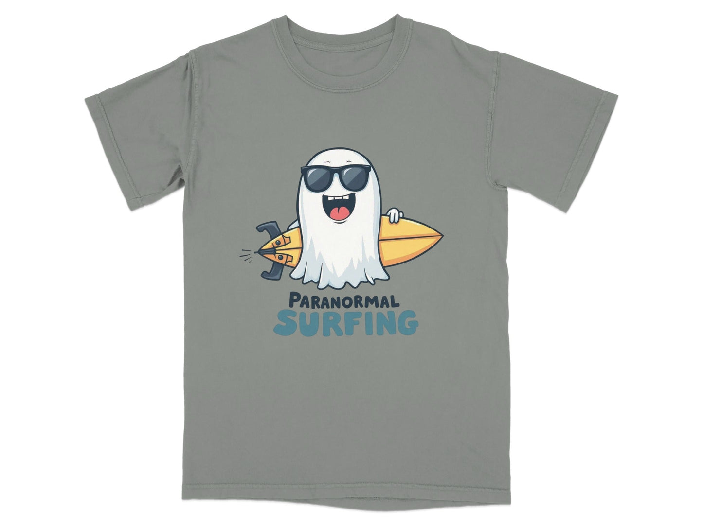 Paranormal Surfing Ghost Dude Novelty Graphic Tee Shirt - IconVexa