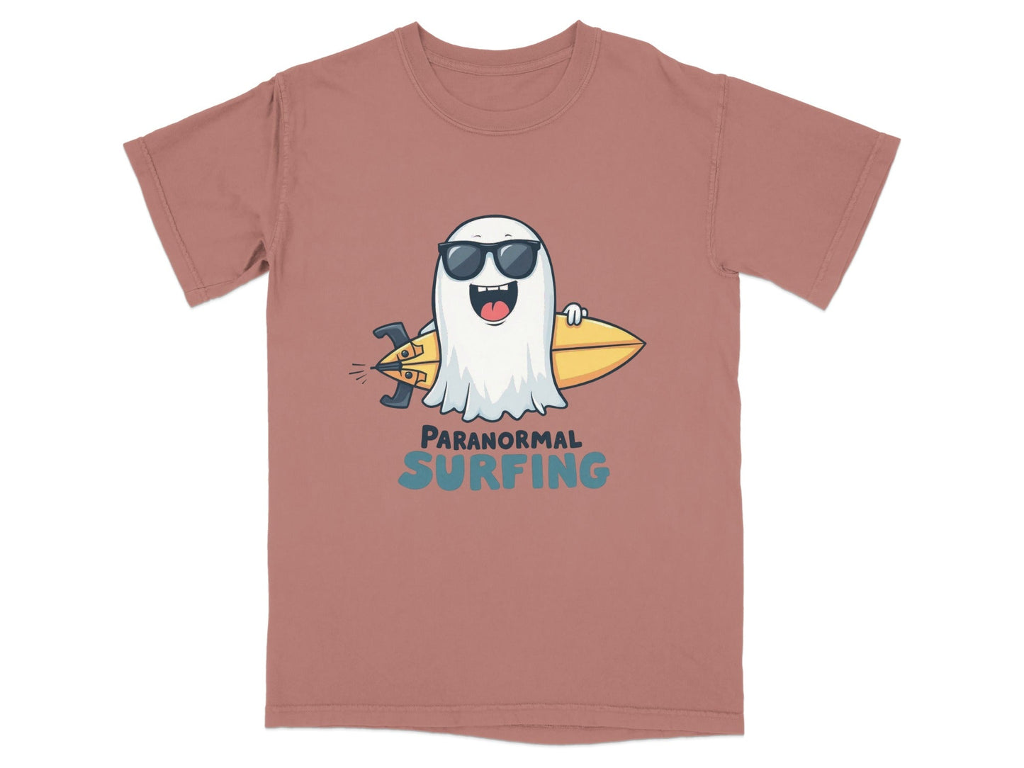 Paranormal Surfing Ghost Dude Novelty Graphic Tee Shirt - IconVexa