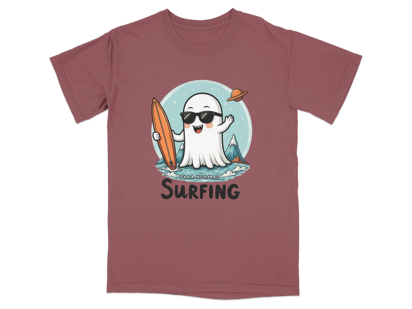 Paranormal Surfing Ghost with Surfboard Graphic Cool T-Shirt - IconVexa