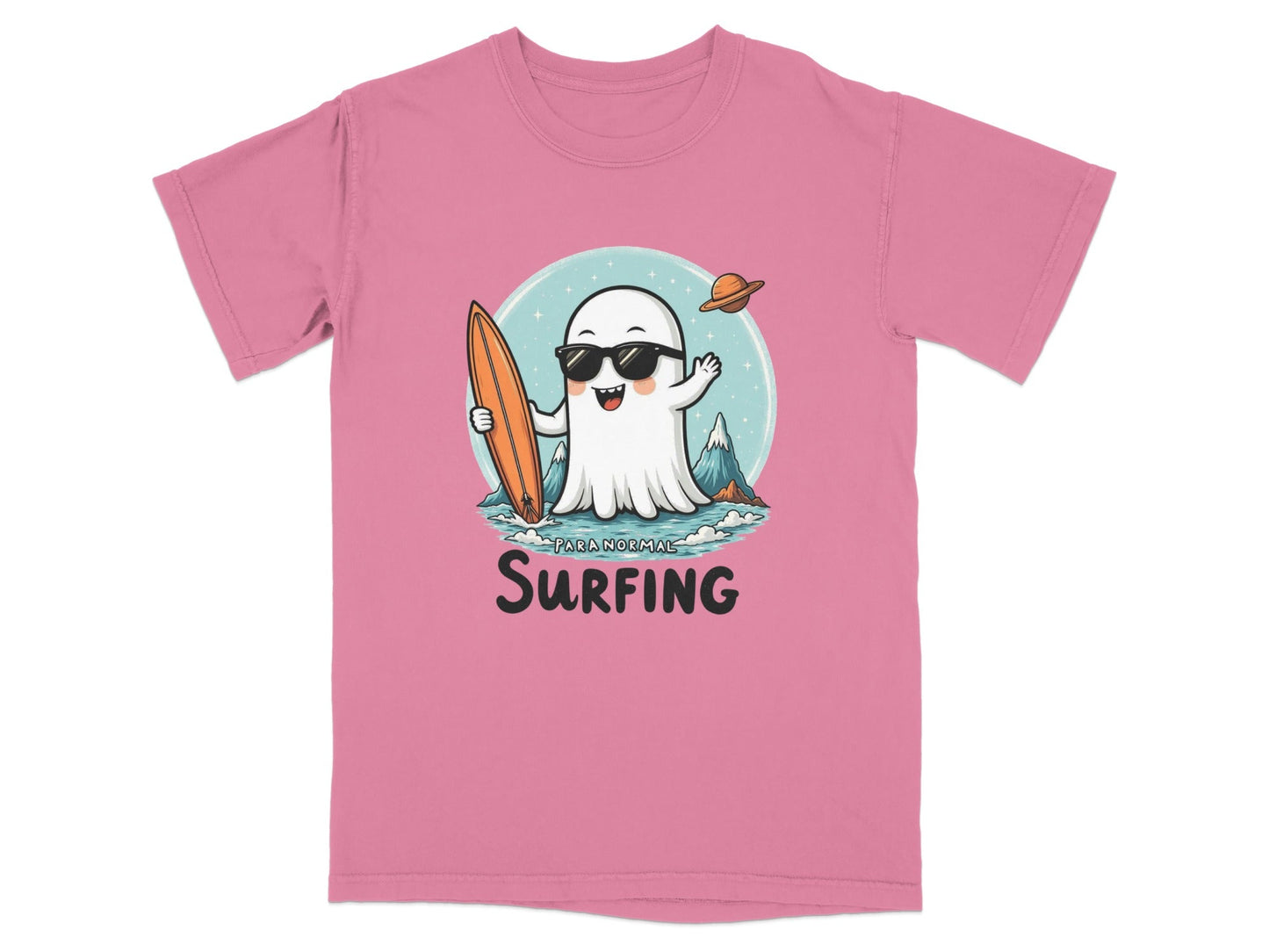 Paranormal Surfing Ghost with Surfboard Graphic Cool T-Shirt - IconVexa
