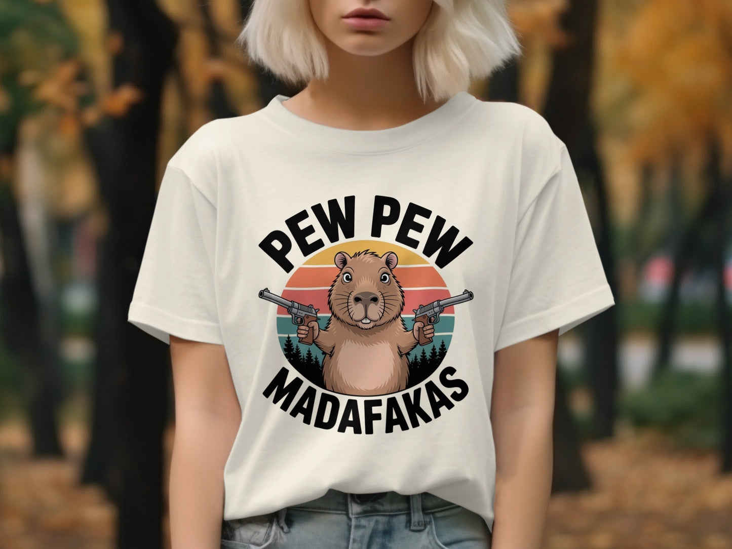 Pew Pew Madafakas Capybara T-Shirt, Funny Animal Tee, Meme Shirt, Sarcastic Shirt, Gift for Capybara Lover, Capybara Gangster Shirt - IconVexa