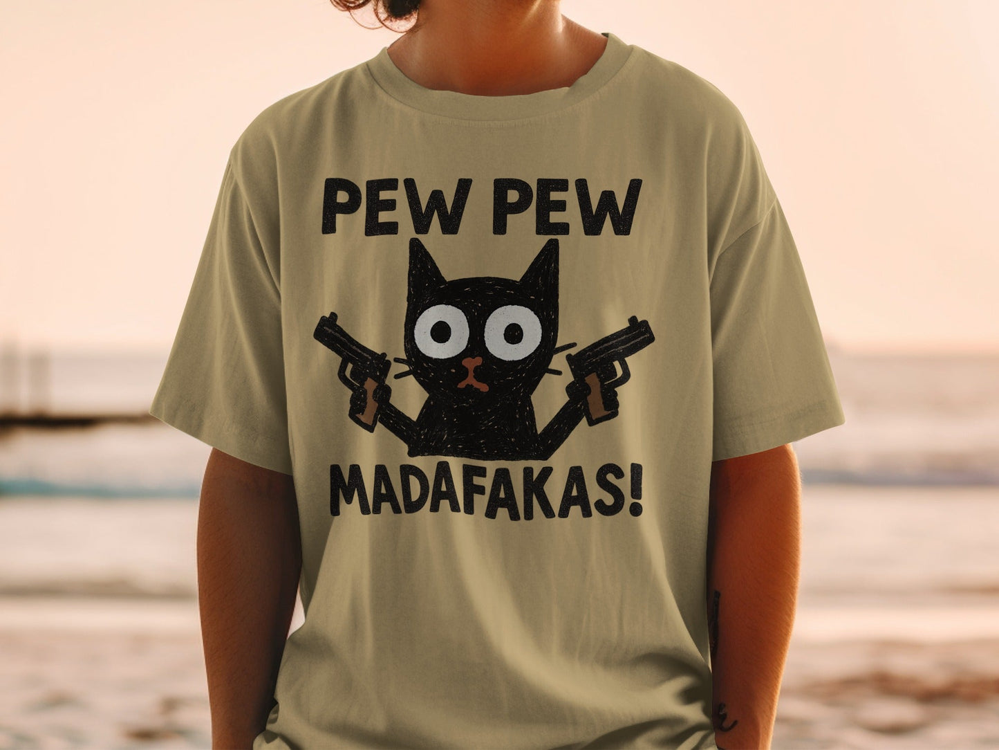 Pew Pew Madafakas Cat T-Shirt, Funny Cat Shirt, Graphic Tee, Cat Lover Gift, Novelty T-Shirt, Trendy T-Shirt, Gift Idea, Unisex Shirt - IconVexa