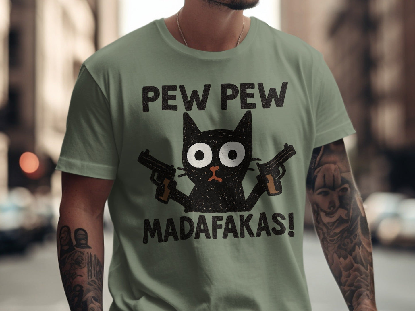 Pew Pew Madafakas Cat T-Shirt, Funny Cat Shirt, Graphic Tee, Cat Lover Gift, Novelty T-Shirt, Trendy T-Shirt, Gift Idea, Unisex Shirt - IconVexa