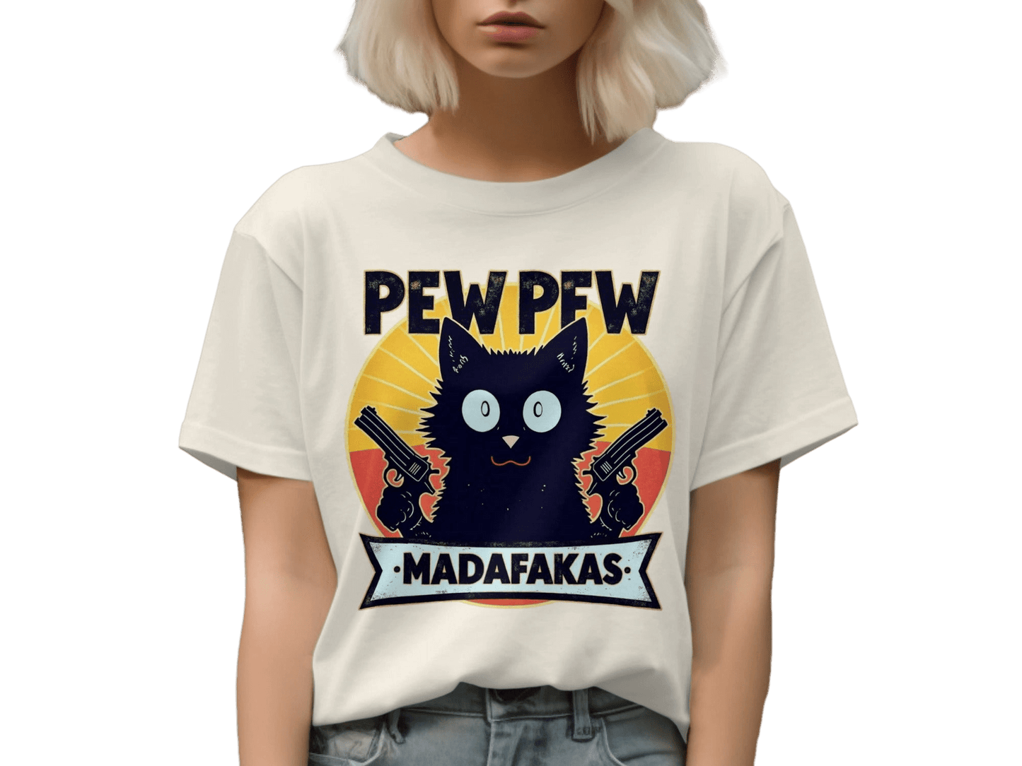 Pew Pew Madafakas Funny Cat T-Shirt, Gangster Cat Tee, Novelty Animal Shirt, Sarcastic Humor Shirt, Unique Graphic Tee Shirt - IconVexa
