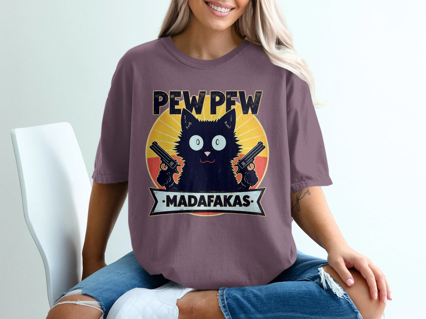 Pew Pew Madafakas Funny Cat T-Shirt, Gangster Cat Tee, Novelty Animal Shirt, Sarcastic Humor Shirt, Unique Graphic Tee Shirt - IconVexa