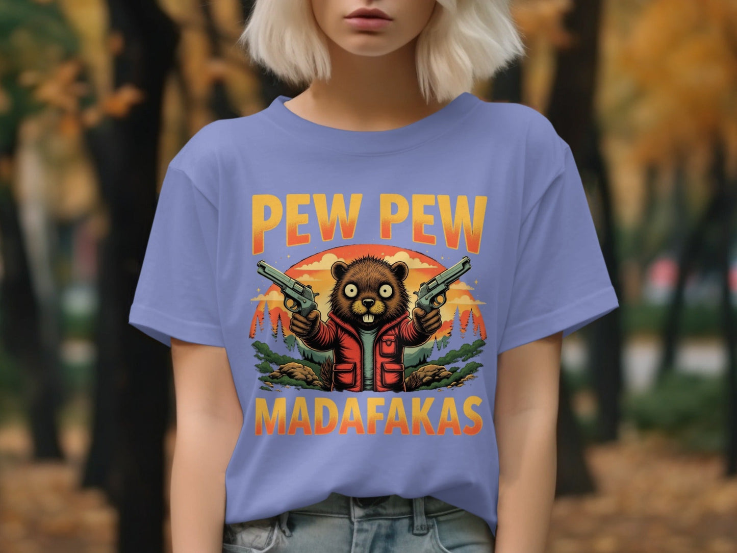 Pew Pew Madafakas T-Shirt, Funny Beaver Tee, Animal Lover Shirt, Meme Shirt, Gun T Shirt, Graphic Design Tee, Trendy T-Shirt, Gift for Her - IconVexa
