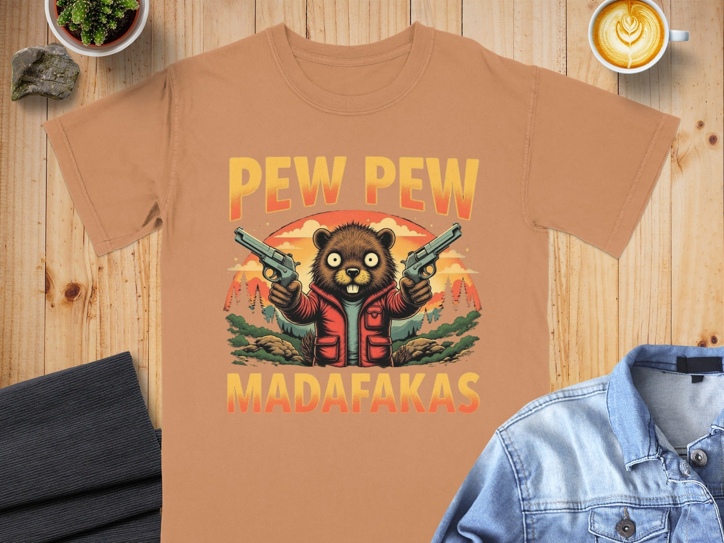 Pew Pew Madafakas T-Shirt, Funny Beaver Tee, Animal Lover Shirt, Meme Shirt, Gun T Shirt, Graphic Design Tee, Trendy T-Shirt, Gift for Her - IconVexa