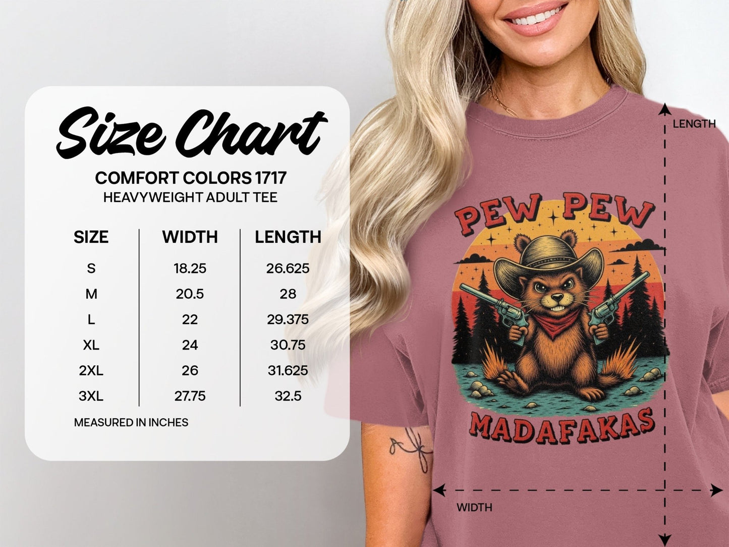 Pew Pew Madafakas T-Shirt, Funny Beaver Tee, Cowboy Animal Shirt, Unique Graphic T-Shirt, Western Style Tee Shirt, Gift Idea T Shirt - IconVexa