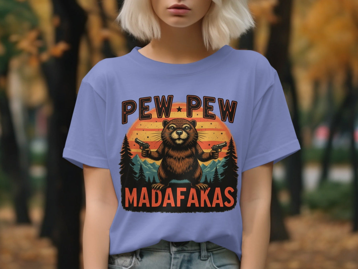 Pew Pew Madafakas T-Shirt, Funny Beaver Tee Shirt, Graphic Novelty Shirt, Trending Gift Shirt, Humor Tee, Animal Lover T-Shirt - IconVexa