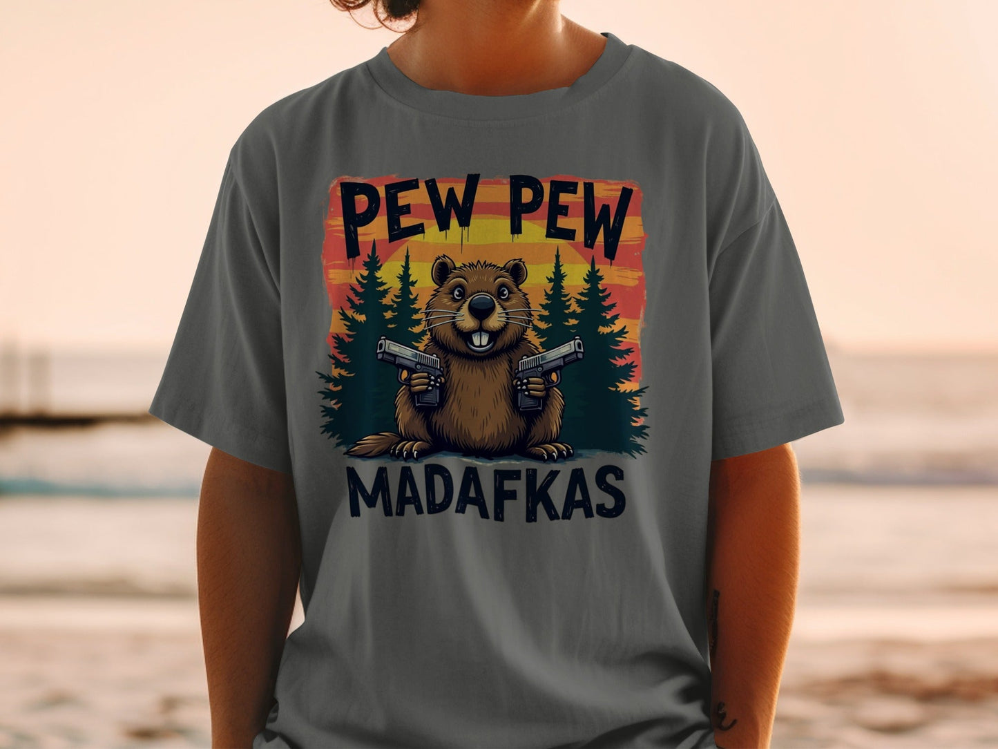 Pew Pew Madafkas T-Shirt, Funny Beaver Tee, Graphic Tee Shirt, Animal Lover Gift, Sarcastic T-Shirt, Novelty Tee Shirt, Meme T-Shirt - IconVexa