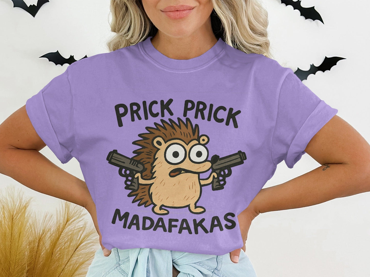 Prick Prick, Funny Hedgehog, Graphic T-Shirt, Animal T-Shirt, Offensive T-Shirt, Gift T-Shirt, Cartoon T-Shirt, Joke T-Shirt, Quirky T-Shirt - IconVexa