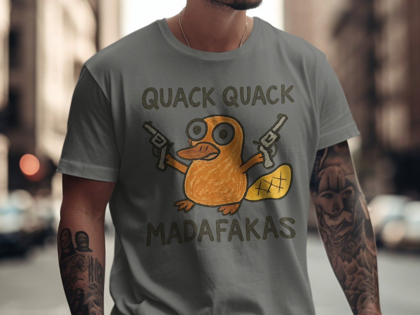 Quack Quack Madafakas T-Shirt, Funny Platypus T Shirt, Gangster Animal Shirt, Quirky Gift Tee, Trendy Outfit, Cool Graphic T-Shirt, Animal - IconVexa
