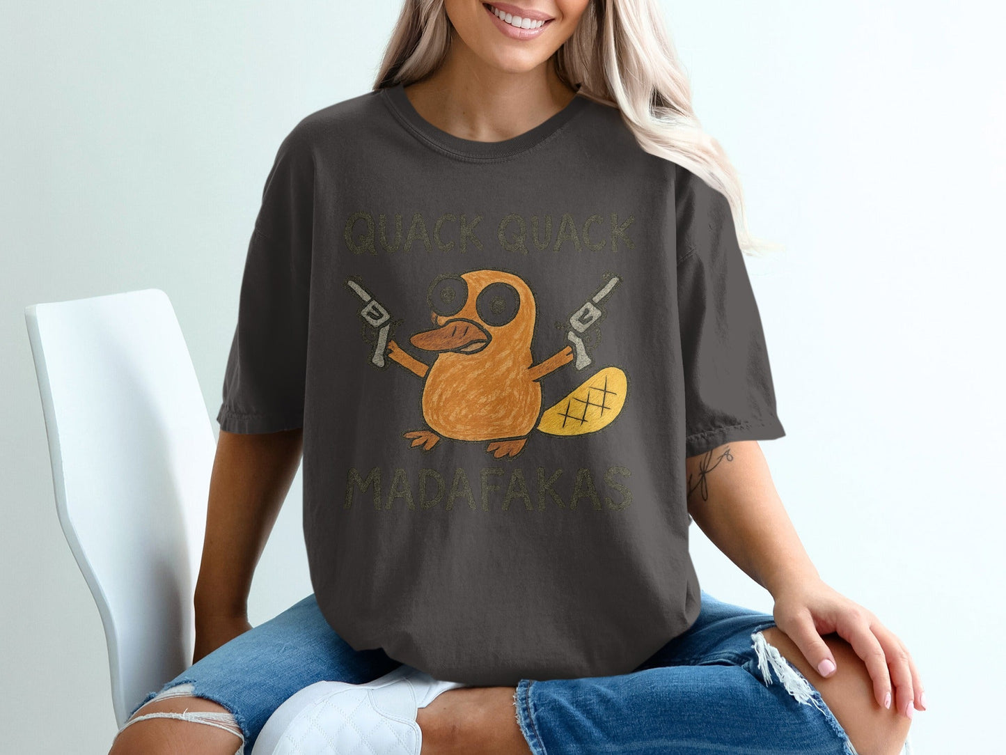 Quack Quack Madafakas T-Shirt, Funny Platypus T Shirt, Gangster Animal Shirt, Quirky Gift Tee, Trendy Outfit, Cool Graphic T-Shirt, Animal - IconVexa