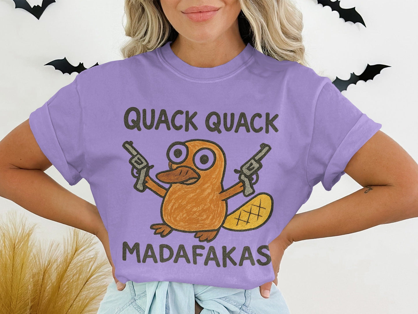 Quack Quack Madafakas T-Shirt, Funny Platypus T Shirt, Gangster Animal Shirt, Quirky Gift Tee, Trendy Outfit, Cool Graphic T-Shirt, Animal - IconVexa
