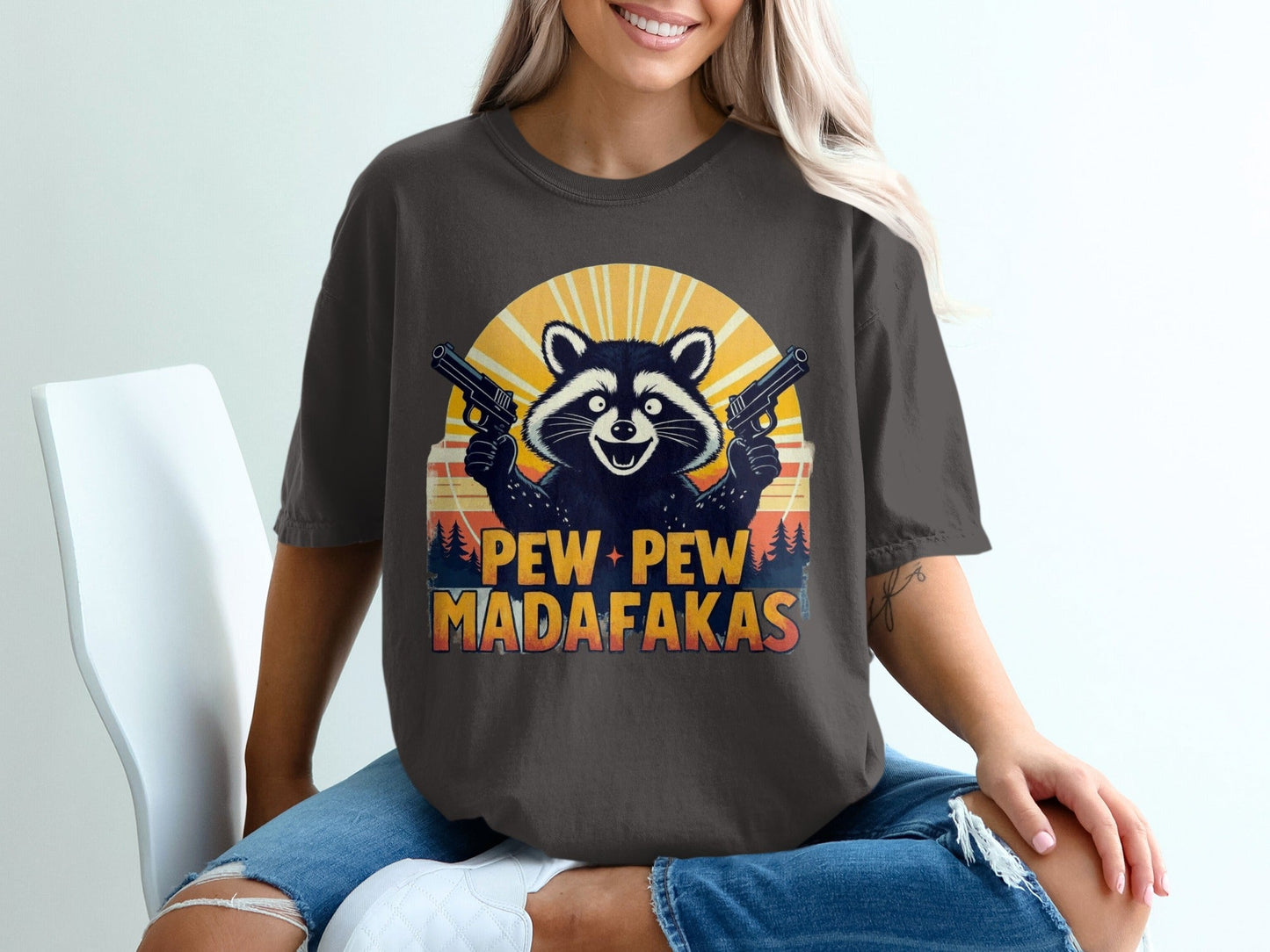 Raccoon T-Shirt, Funny Animal Shirt, Pew Pew Madafakas Tee, Graphic Tee, Novelty Gift, Unique T-Shirt, Trending T-Shirt, Popular Etsy - IconVexa