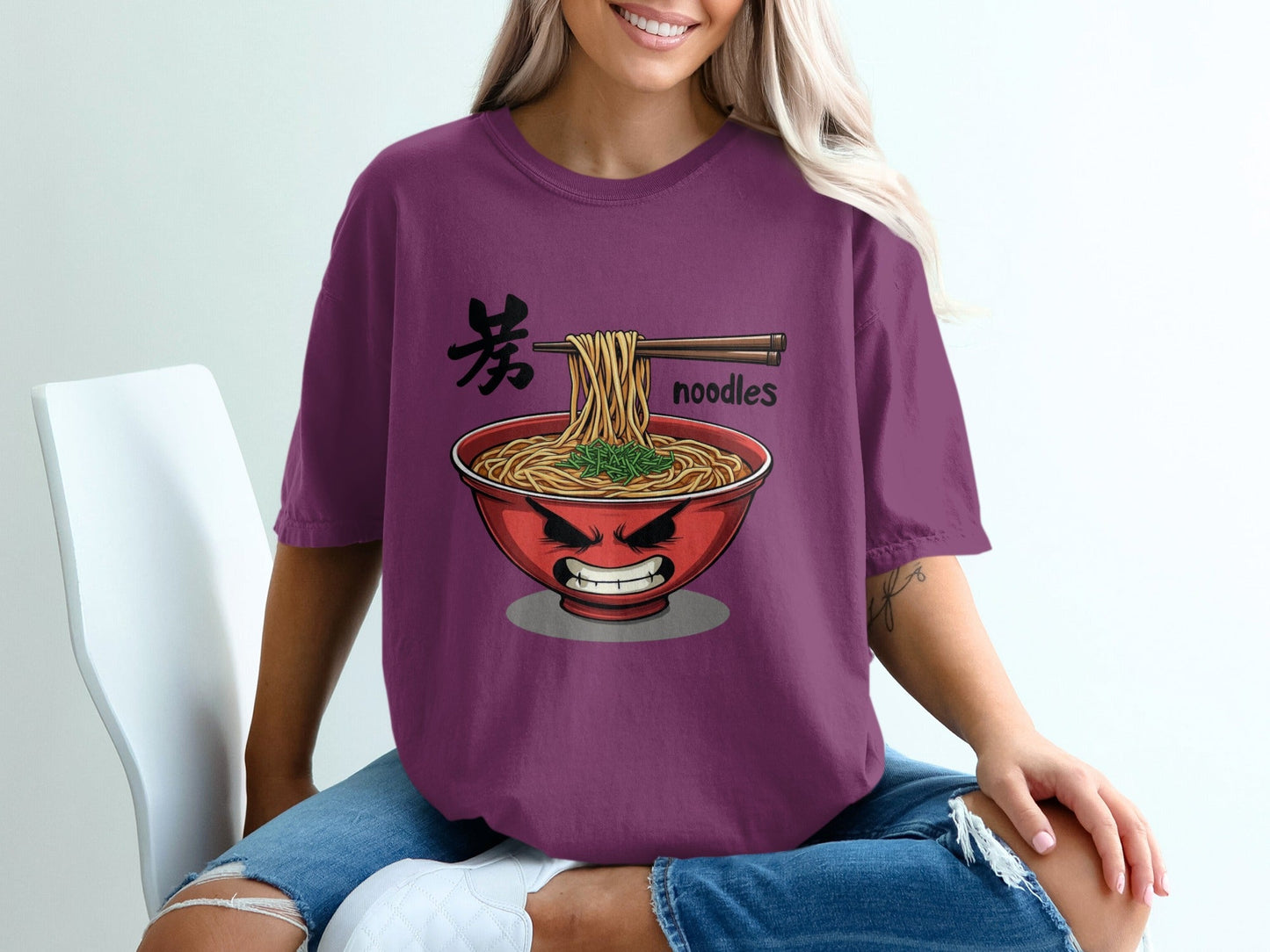 Ramen T-Shirt, Angry Noodle Bowl Tee, Funny Food Shirt, Japanese Noodles Gift, Anime T Shirt, Cartoon Food Tshirt, Unisex Noodle Lover Top - IconVexa