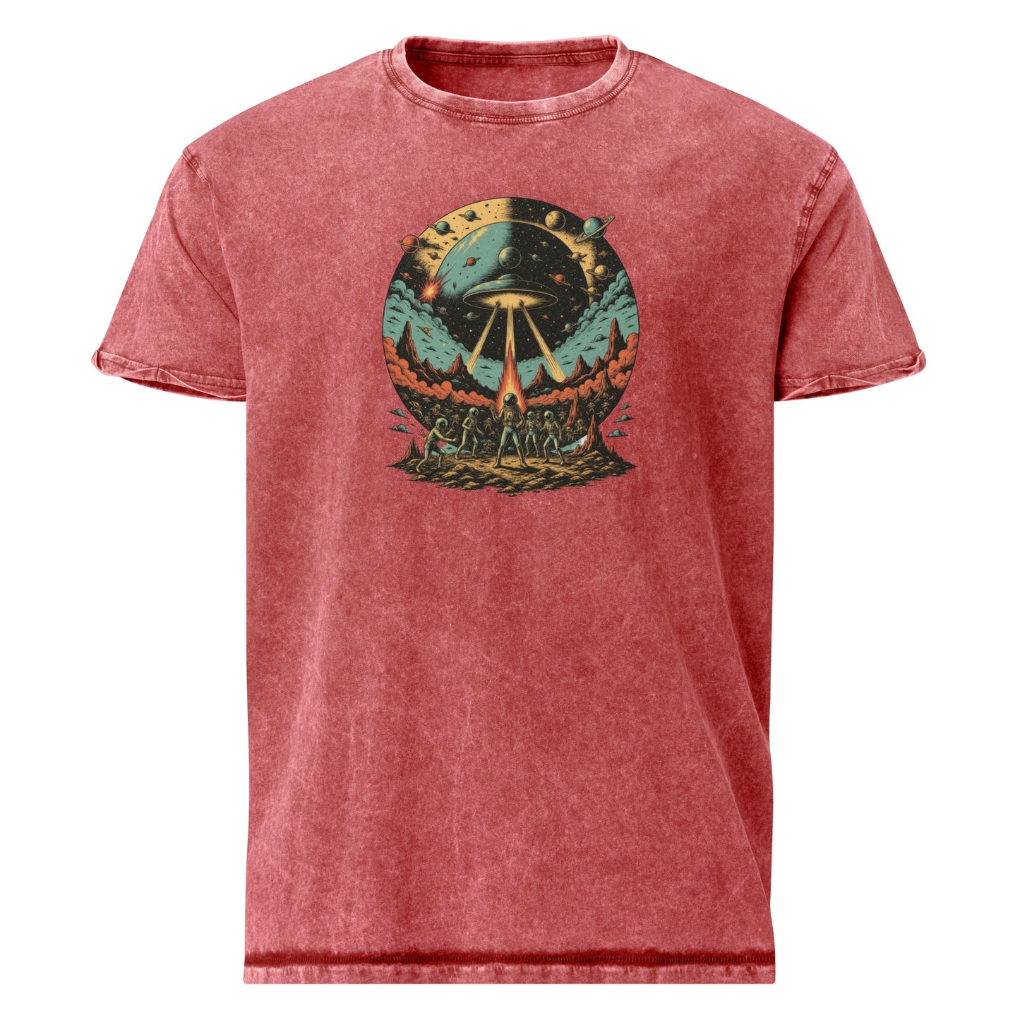 Retro Alien Abduction T-Shirt | Space Battle Graphic Tee | Vintage Sci - Fi Astronaut Shirt - IconVexa
