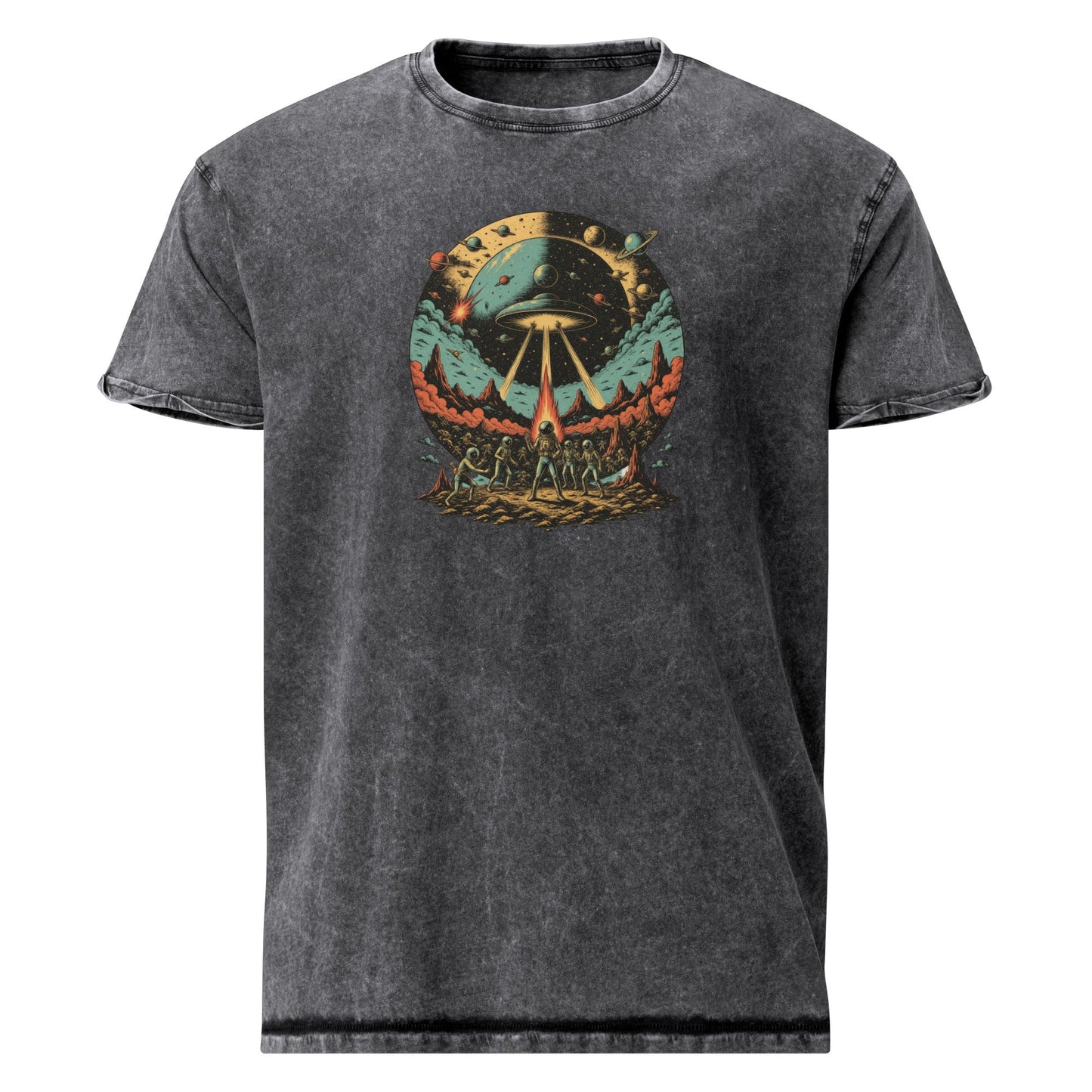 Retro Alien Abduction T-Shirt | Space Battle Graphic Tee | Vintage Sci - Fi Astronaut Shirt - IconVexa