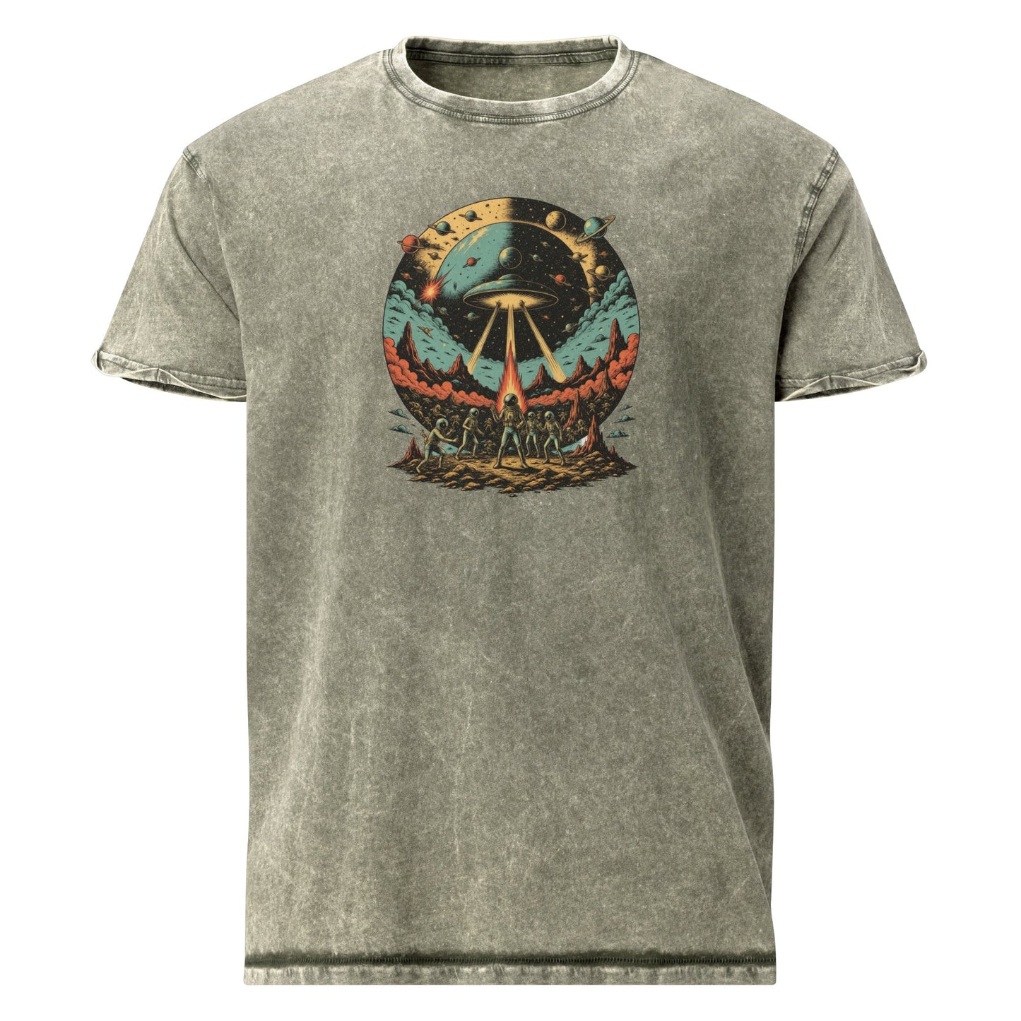 Retro Alien Abduction T-Shirt | Space Battle Graphic Tee | Vintage Sci - Fi Astronaut Shirt - IconVexa