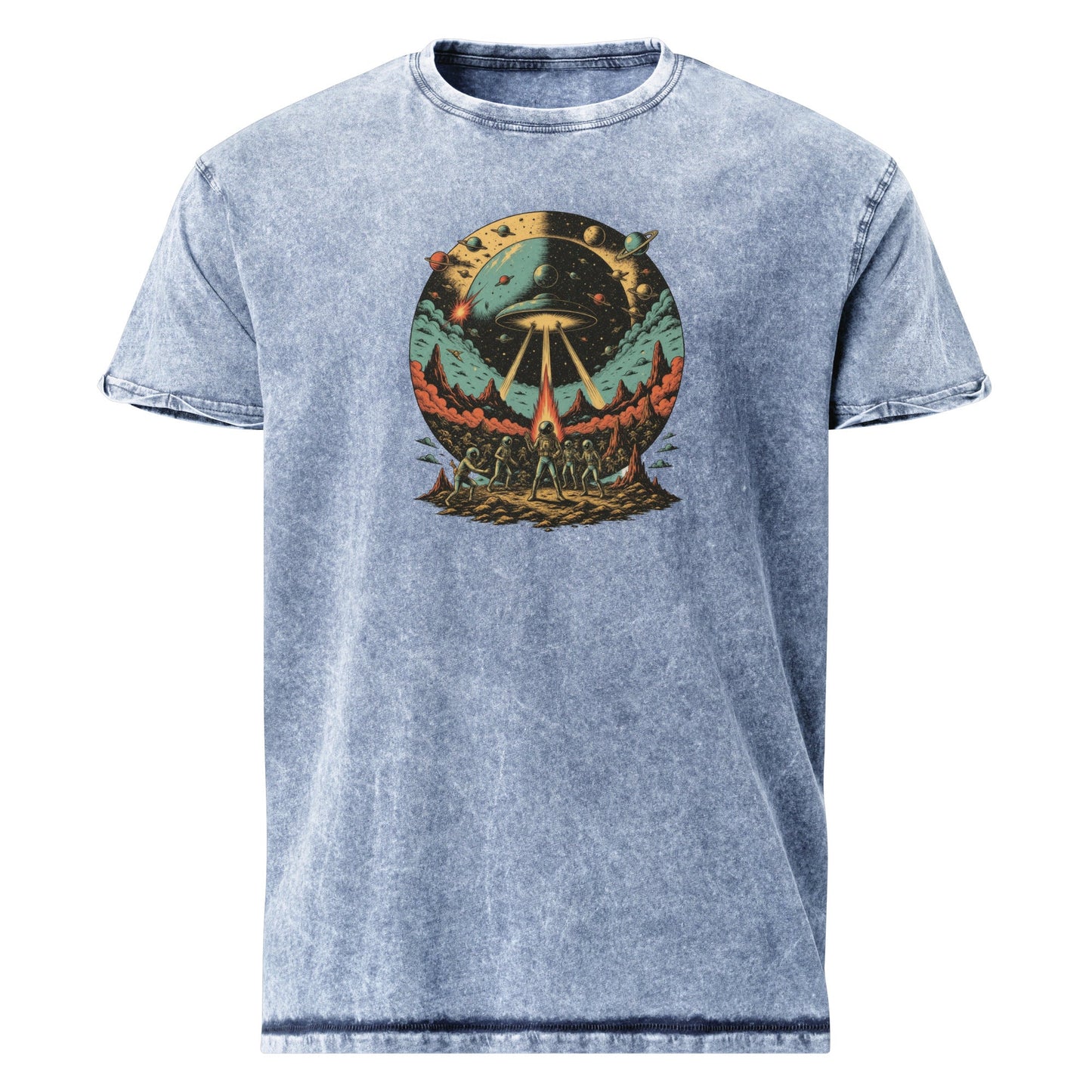 Retro Alien Abduction T-Shirt | Space Battle Graphic Tee | Vintage Sci - Fi Astronaut Shirt - IconVexa