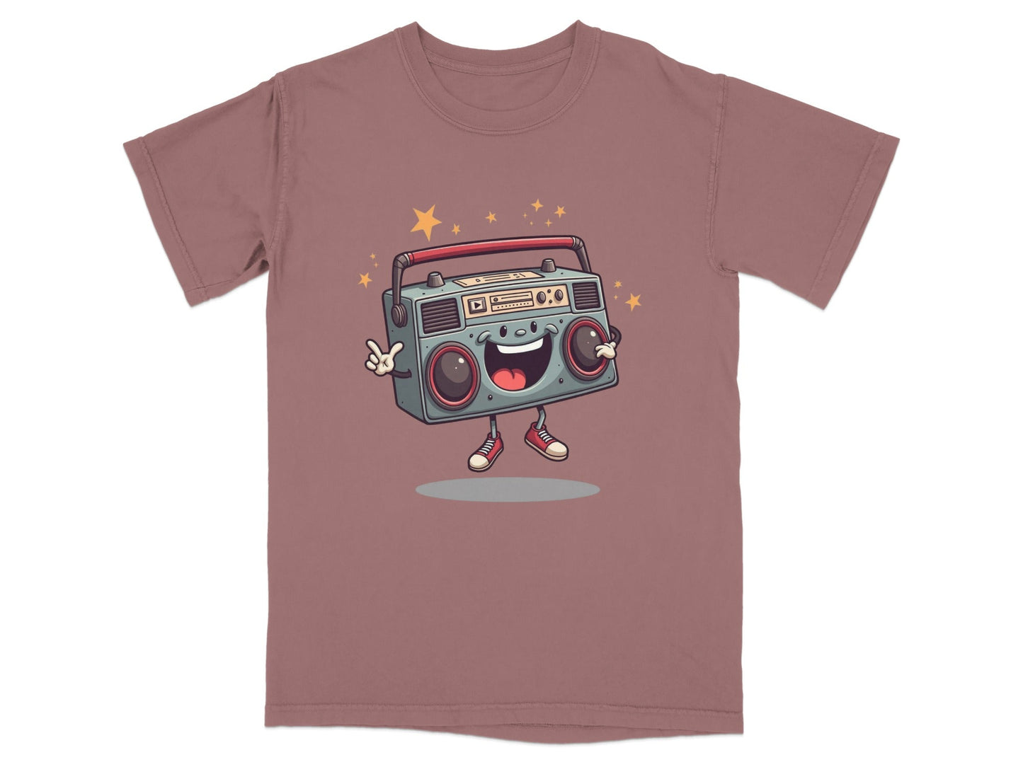 Retro Radio Boombox Smiling Cartoon Character Graphic T-Shirt - IconVexa
