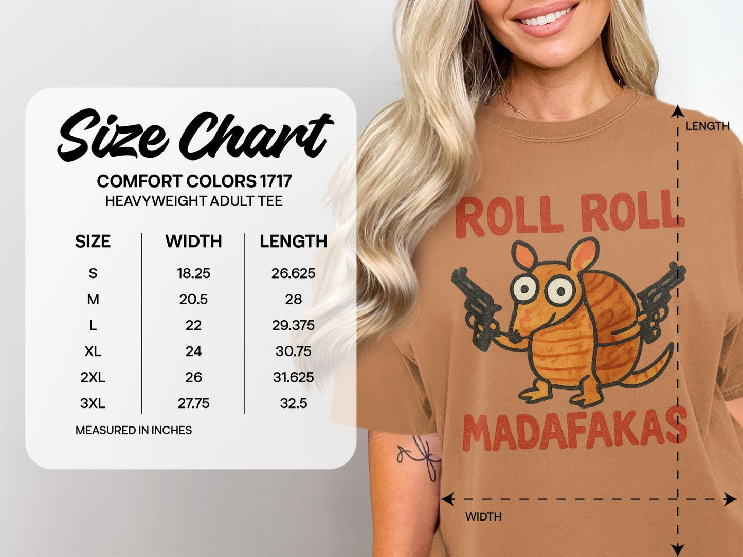 Roll Roll Madafakas T-Shirt, Funny Armadillo Tee, Animal Graphic Shirt, Novelty Gift T-Shirt, Humor Tee, Gangster Armadillo T-Shirt - IconVexa