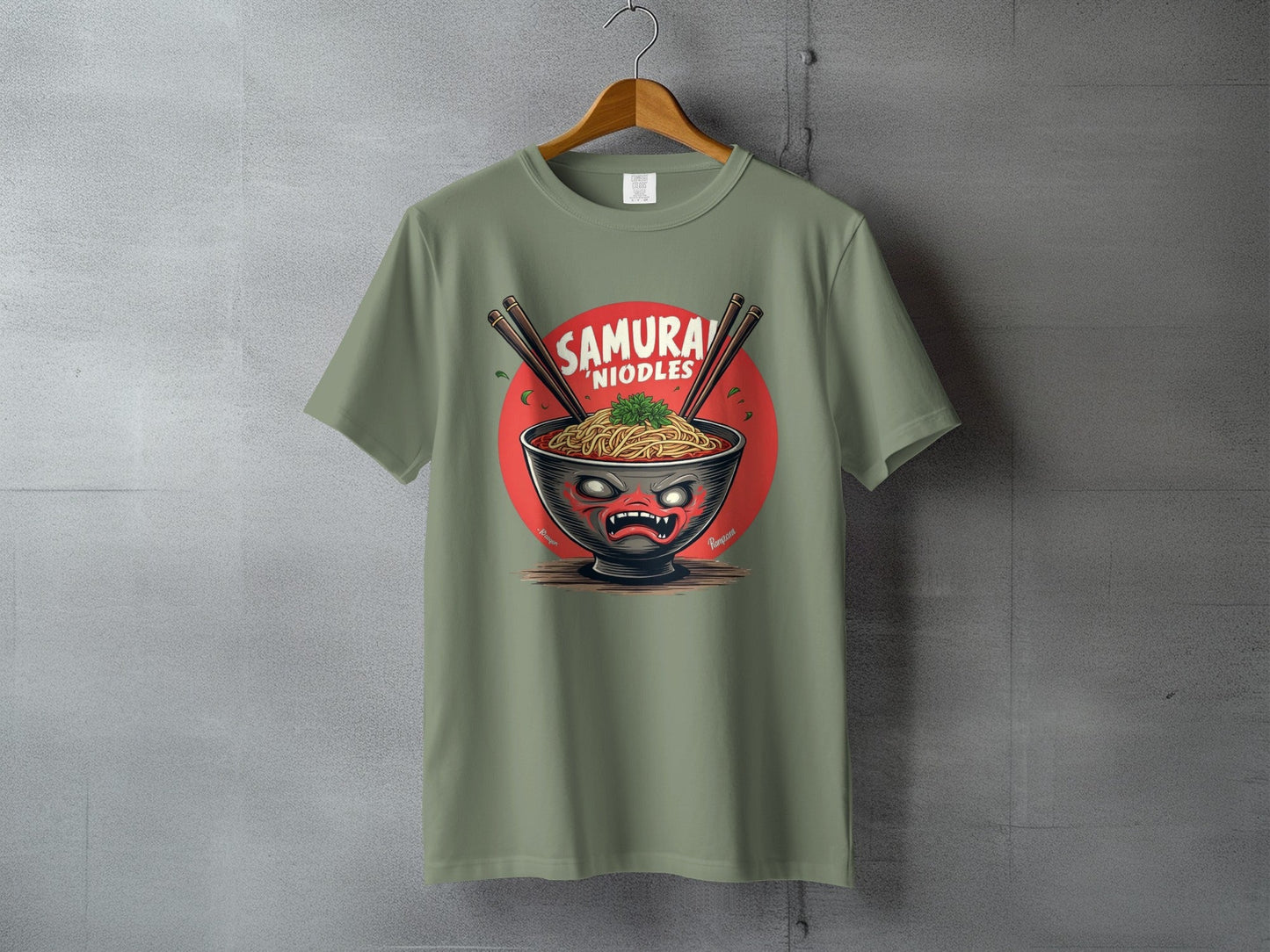 Samurai Noodles T-Shirt, Ramen Bowl Shirt, Japanese Food Tee, Anime Style Top, Unique Graphic Tee, Gift for Foodies, Trendy T-Shirt - IconVexa