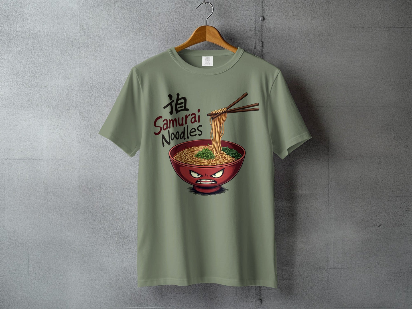 Samurai Noodles T-Shirt, Ramen Bowl T-Shirt, Funny Food Shirt, Japanese Food Tee, Anime Noodles T-Shirt, Gift For Foodie, Quirky T-Shirt - IconVexa