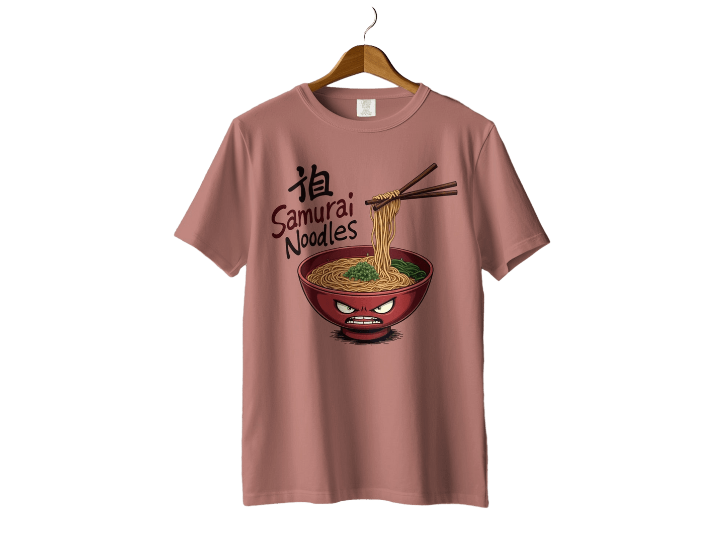 Samurai Noodles T-Shirt, Ramen Bowl T-Shirt, Funny Food Shirt, Japanese Food Tee, Anime Noodles T-Shirt, Gift For Foodie, Quirky T-Shirt - IconVexa