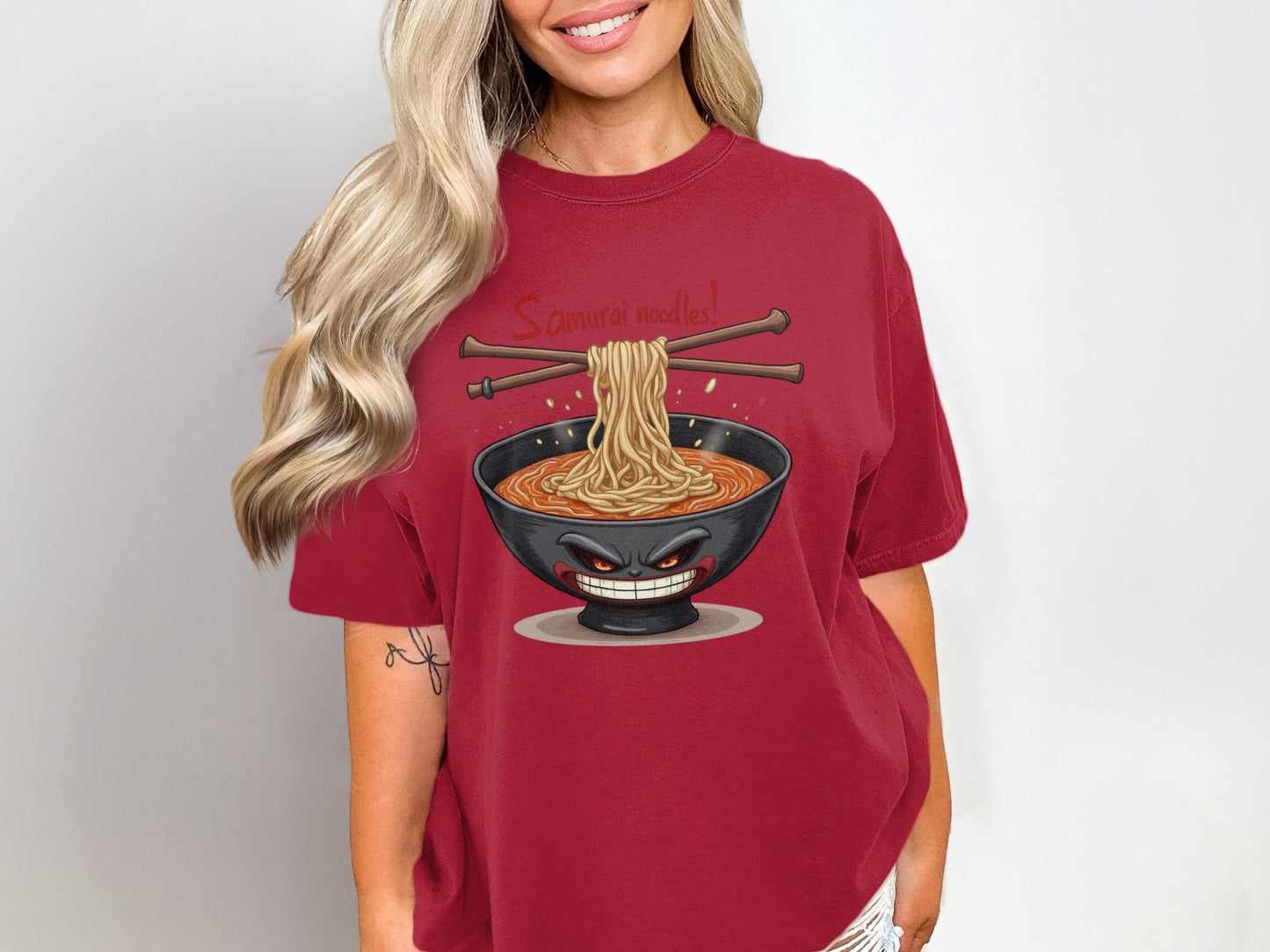 Samurai Noodles T Shirt, Ramen Bowl Tee, Japanese Food Shirt, Anime T Shirt, Funny Foodie Gift, Unique Graphic Tee, Trendy Shirt for Men - IconVexa