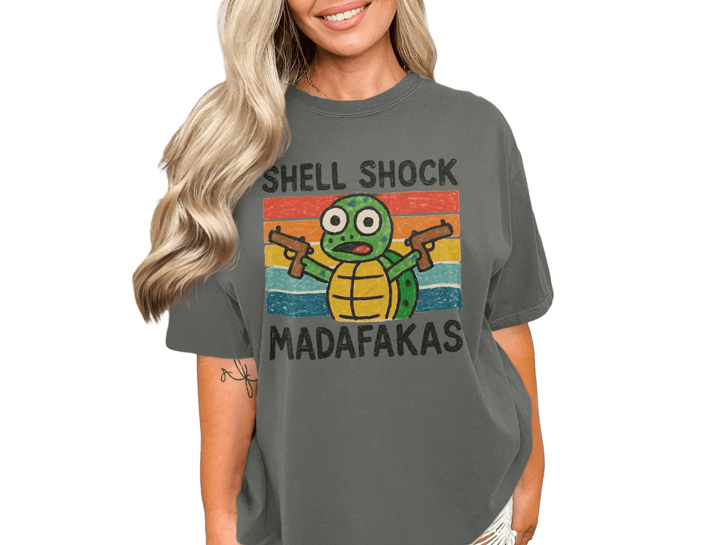 Shell Shock Turtle T-Shirt, Funny Turtle Shirt, Retro Turtle Design, Cute Animal Tee, Unique Graphic Tee, Gift for Turtle Lovers, Cool - IconVexa
