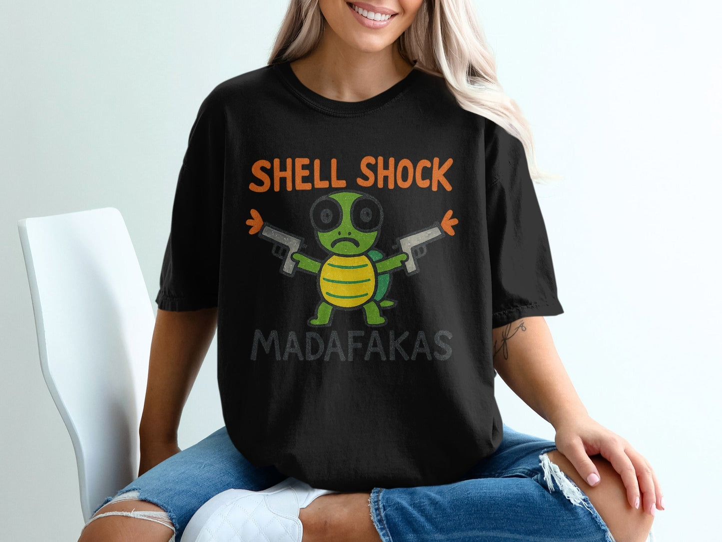 Shell Shock Turtle T-Shirt, Funny Turtle Shirt, Turtle Madafakas Tee, Novelty Turtle Gift, Cartoon Animal T-Shirt, Unique Design Shirt, Gift - IconVexa