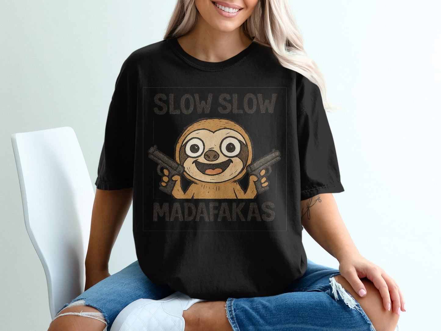 Slow Sloth Madarakas T-Shirt, Funny Sloth Tee, Graphic Tee Shirt, Sarcastic T-Shirt, Animal Lover Shirt, Novelty T-Shirt - IconVexa