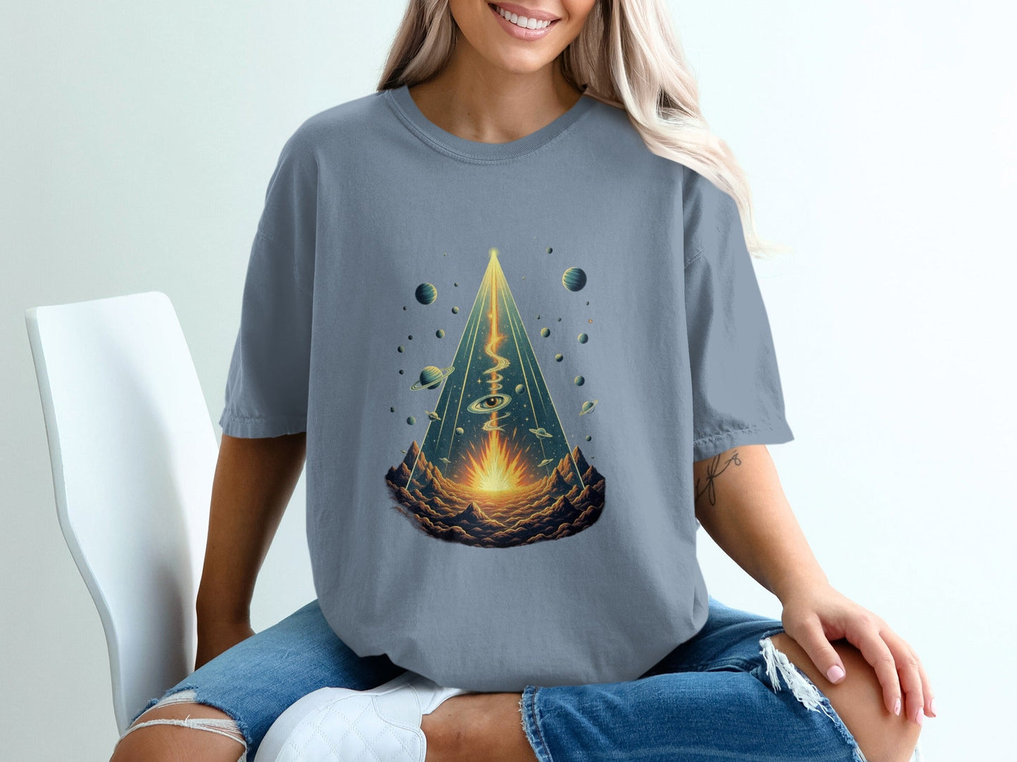 Space Journey Design A Portal Scene Unisex Trendy T-Shirt - IconVexa