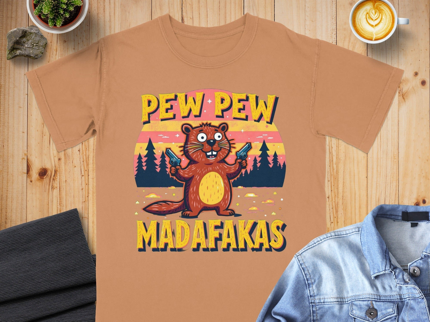 T-Shirt Pew Pew Madafakas, Funny Beaver Shirt, Animal Tee, Sarcastic Shirt, Meme Shirt, Novelty T Shirt, Trendy Tee, Graphic Shirt - IconVexa