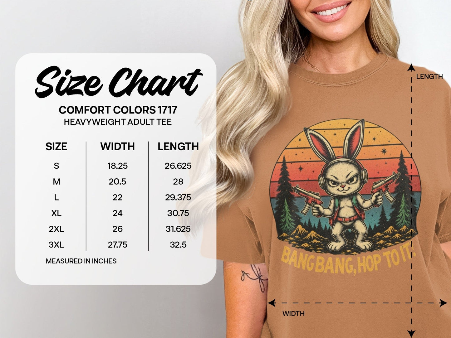 T-Shirt Rabbit With Guns, Bang Bang Hop To It Tee, Funny Bunny T Shirt, Retro Sunset T-Shirt, Animal Shirt, Unisex T Shirt, Easter Shirt - IconVexa