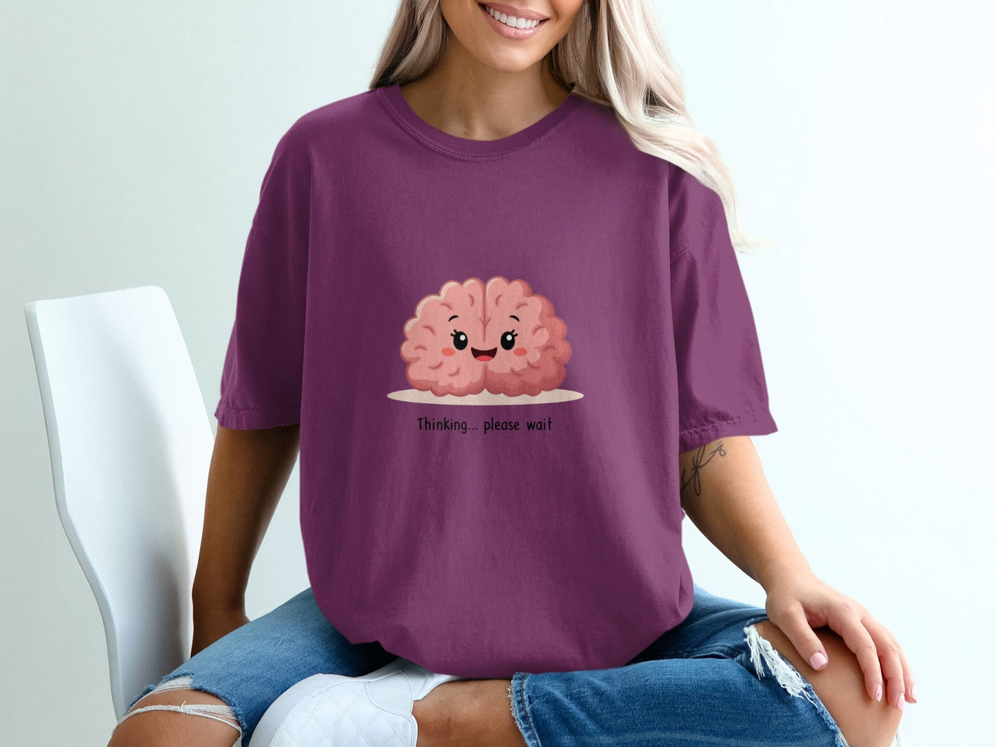 Thinking Brain T-Shirt, Funny Brain Tee, Cute Brain Shirt, Gift for Nerds, Science T Shirt, Medical Student Gift, Smart T-Shirt, Unisex - IconVexa