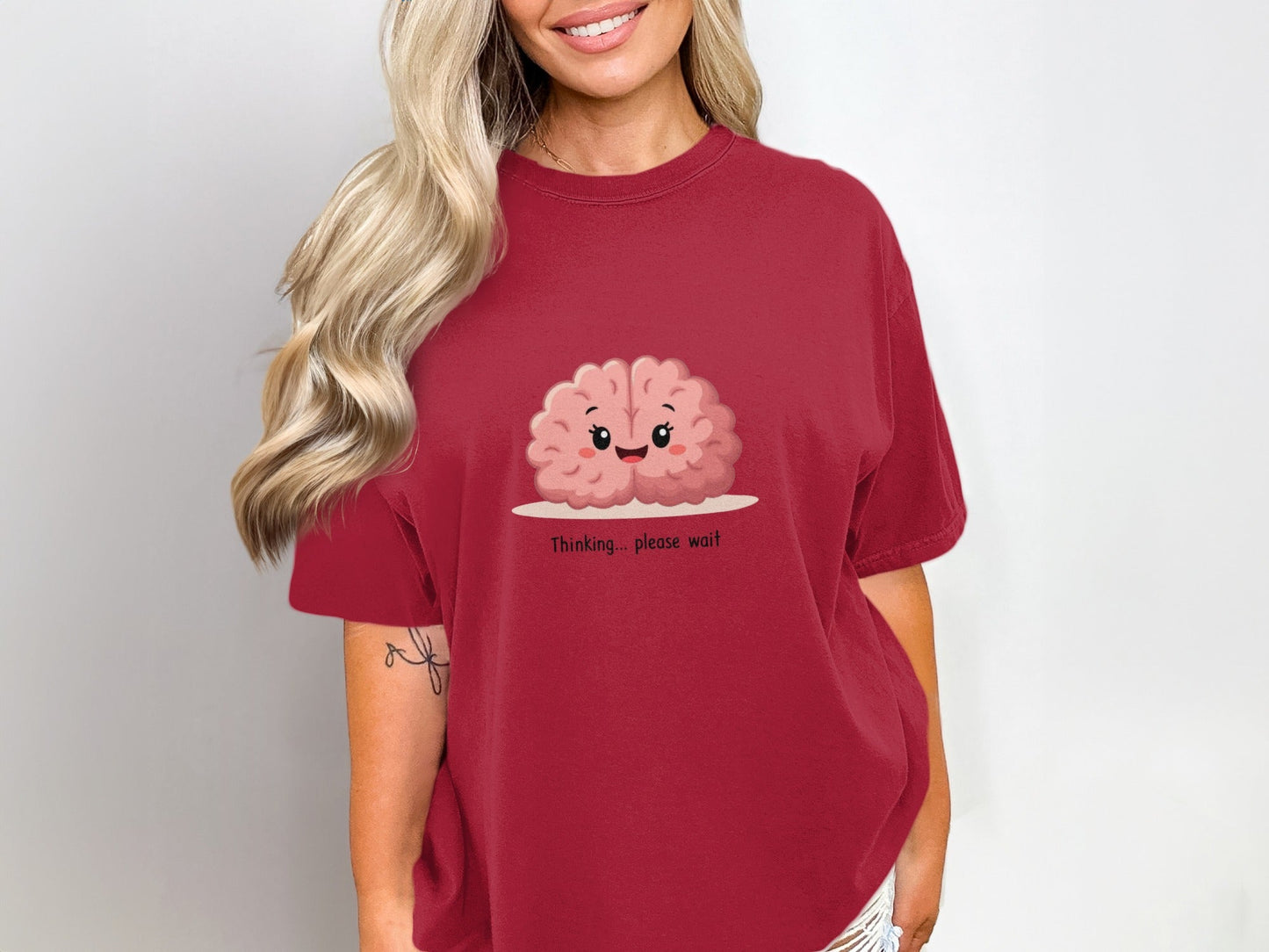 Thinking Brain T-Shirt, Funny Brain Tee, Cute Brain Shirt, Gift for Nerds, Science T Shirt, Medical Student Gift, Smart T-Shirt, Unisex - IconVexa