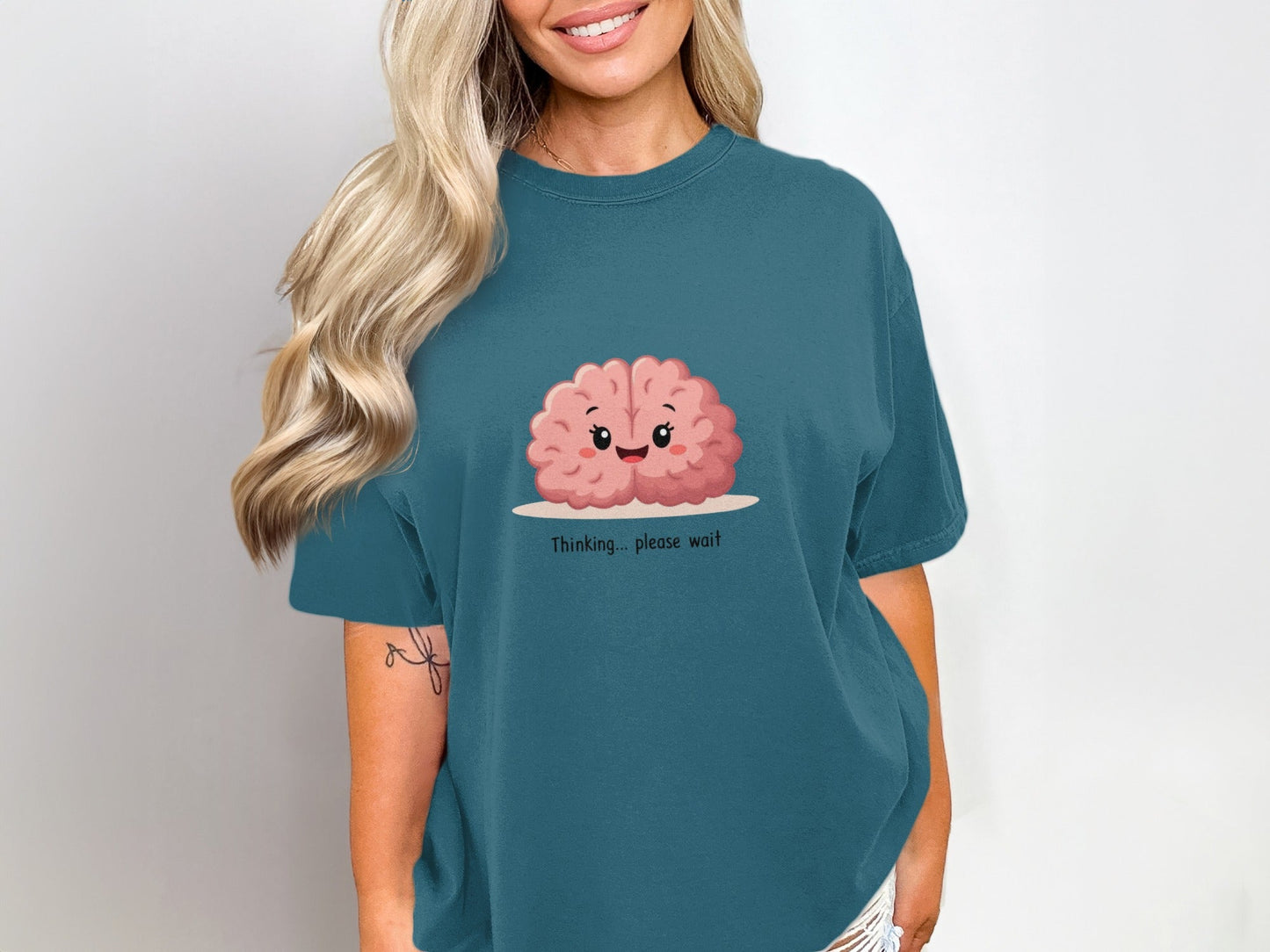 Thinking Brain T-Shirt, Funny Brain Tee, Cute Brain Shirt, Gift for Nerds, Science T Shirt, Medical Student Gift, Smart T-Shirt, Unisex - IconVexa