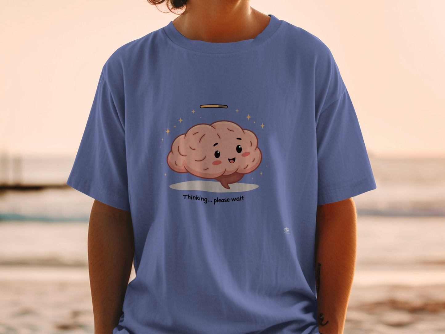 Thinking Brain T-Shirt, Funny Brain Tee, Loading Brain Shirt, Cute Brain Apparel, Intellectual Gift, Graphic Tee, T-Shirt - IconVexa