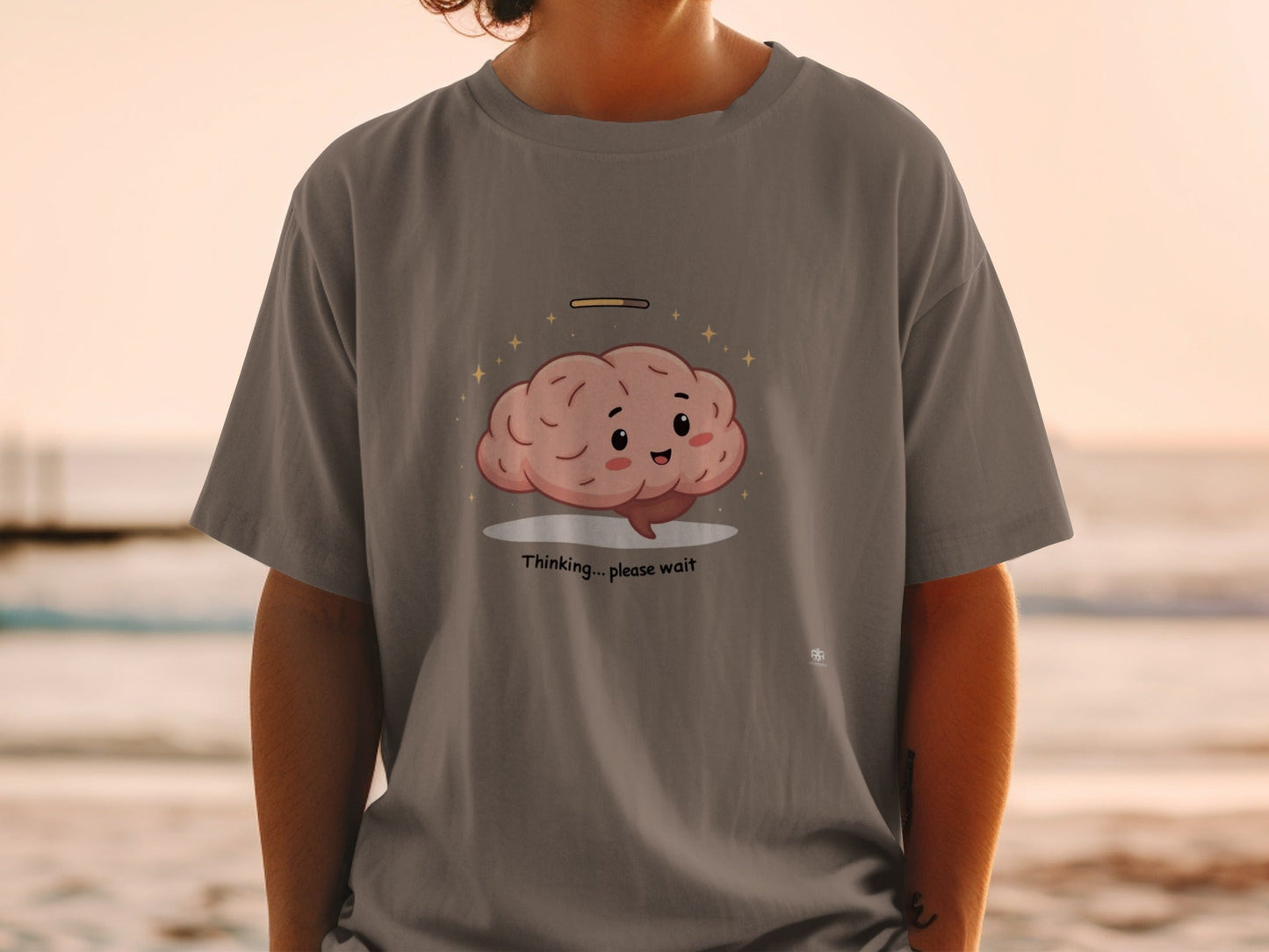 Thinking Brain T-Shirt, Funny Brain Tee, Loading Brain Shirt, Cute Brain Apparel, Intellectual Gift, Graphic Tee, T-Shirt - IconVexa