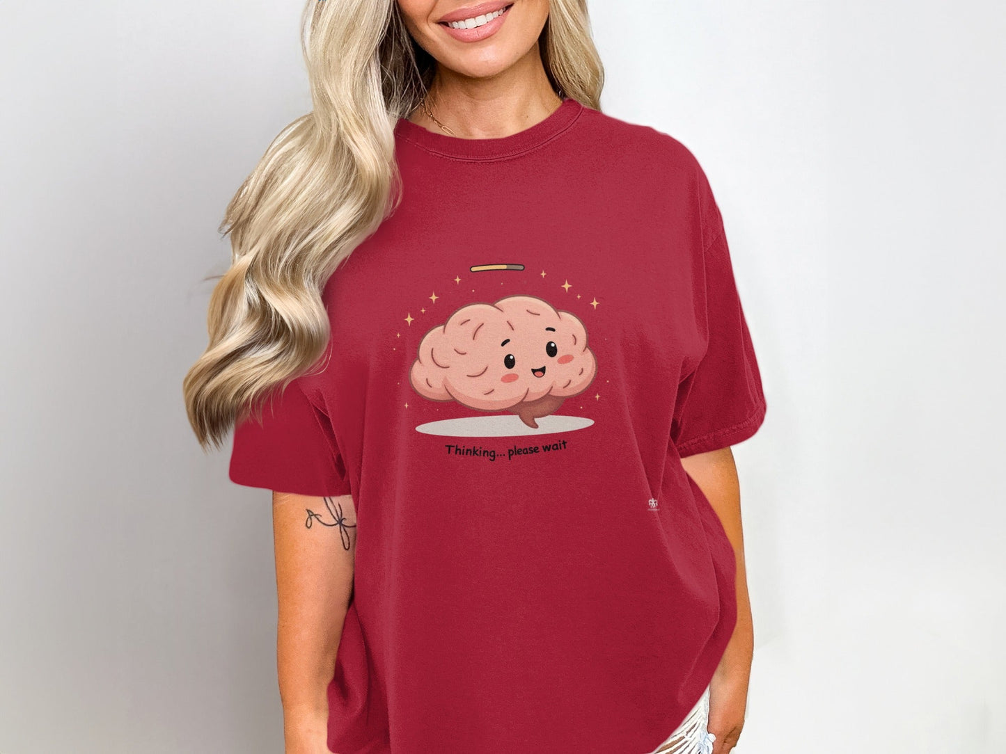Thinking Brain T-Shirt, Funny Brain Tee, Loading Brain Shirt, Cute Brain Apparel, Intellectual Gift, Graphic Tee, T-Shirt - IconVexa